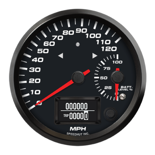 Picture of 4" EV CAN-Bus Dual Speedometer + Battery Level Gauge  + TS/HB | 120 MPH with Warning | Orion / Thunderstruck