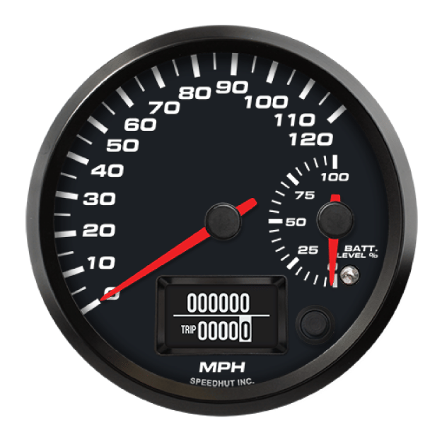 Picture of 4" EV CAN-Bus Dual Speedometer + Battery Level Gauge | 120 MPH with Warning | Orion / Thunderstruck / Zero EV