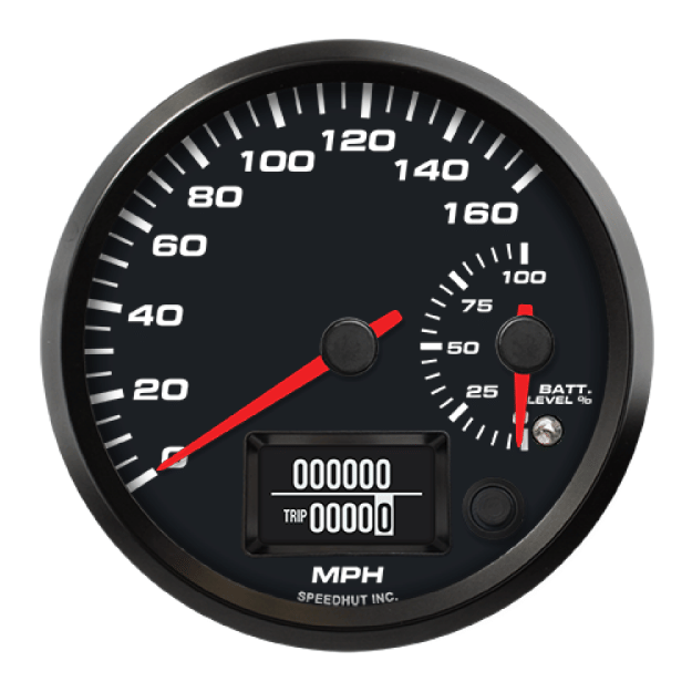 Picture of 4" EV CAN-Bus Dual Speedometer + Battery Level Gauge | 160 MPH with Warning | Orion / Thunderstruck / Zero EV