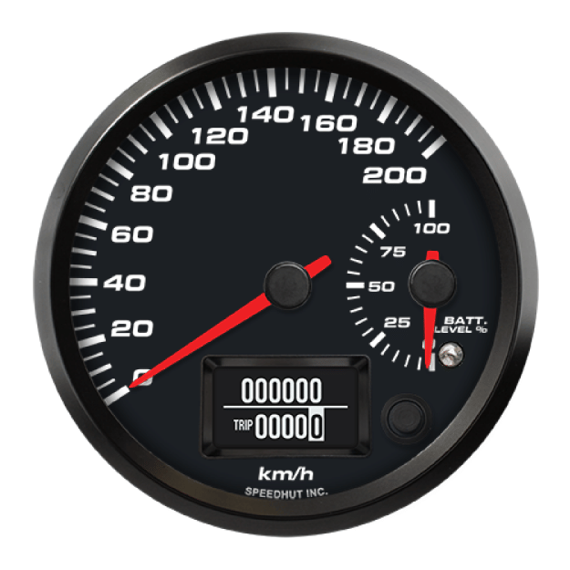 Picture of 4" EV CAN-Bus Dual Speedometer + Battery Level Gauge | 200 km/h with Warning | Orion / Thunderstruck / Zero EV