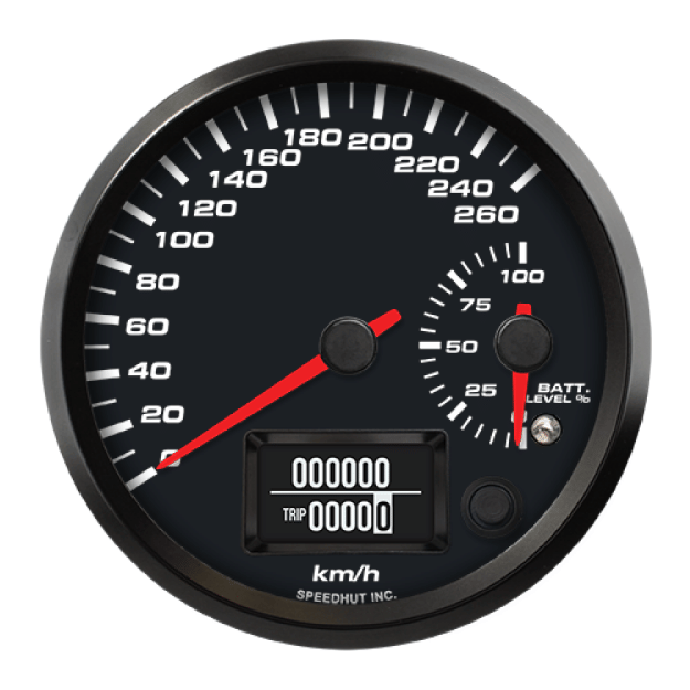 Picture of 4" EV CAN-Bus Dual Speedometer + Battery Level Gauge | 260 km/h with Warning | Orion / Thunderstruck / Zero EV