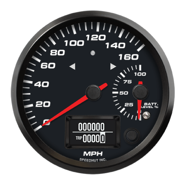 Picture of 4" EV CAN-Bus Dual Speedometer + Battery Level Gauge + TS/HB | 160 MPH with Warning | Orion / Thunderstruck
