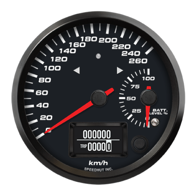 Picture of 4" EV CAN-Bus Dual Speedometer + Battery Level Gauge + TS/HB | 260 km/h with Warning | Orion / Thunderstruck