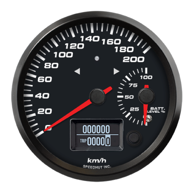 Picture of 4" EV CAN-Bus Dual Speedometer + Battery Level Gauge + TS/HB | 200 km/h with Warning | Orion / Thunderstruck
