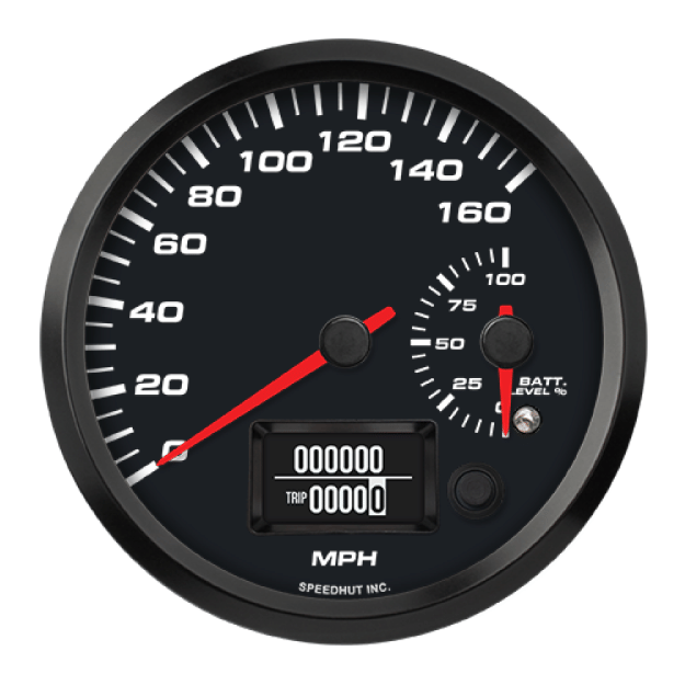 Picture of 4-1/2" EV CAN-Bus Dual Speedometer + Battery Level Gauge | 160 MPH with Warning | Orion / Thunderstruck / Zero EV