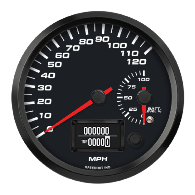 Picture of 4-1/2" EV CAN-Bus Dual Speedometer + Battery Level Gauge | 120 MPH with Warning | Orion / Thunderstruck / Zero EV