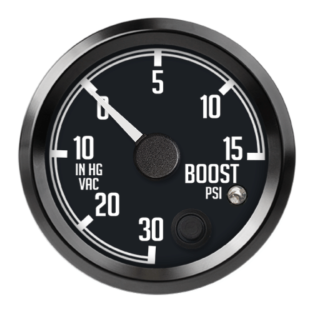 Picture of 2-5/8" Boost/Vacuum Gauge | -30 inHg to 15 PSI with Warning | Datsun Z
