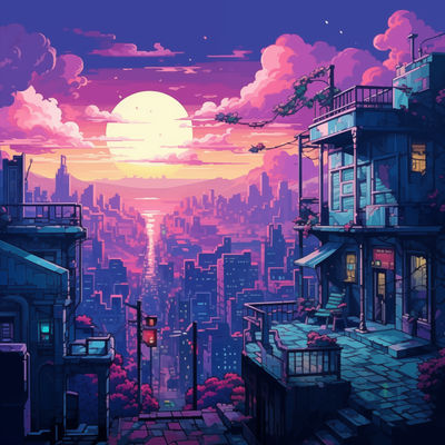 Beautiful view of pixel city