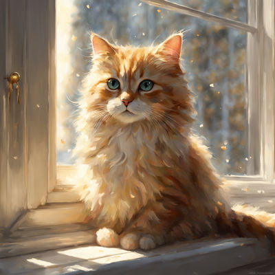 Ginger Cat on windowsill - For the love of cats!