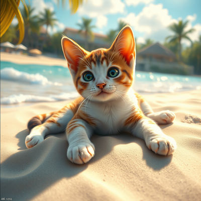 Just a cat enjoying the beach 🏖 