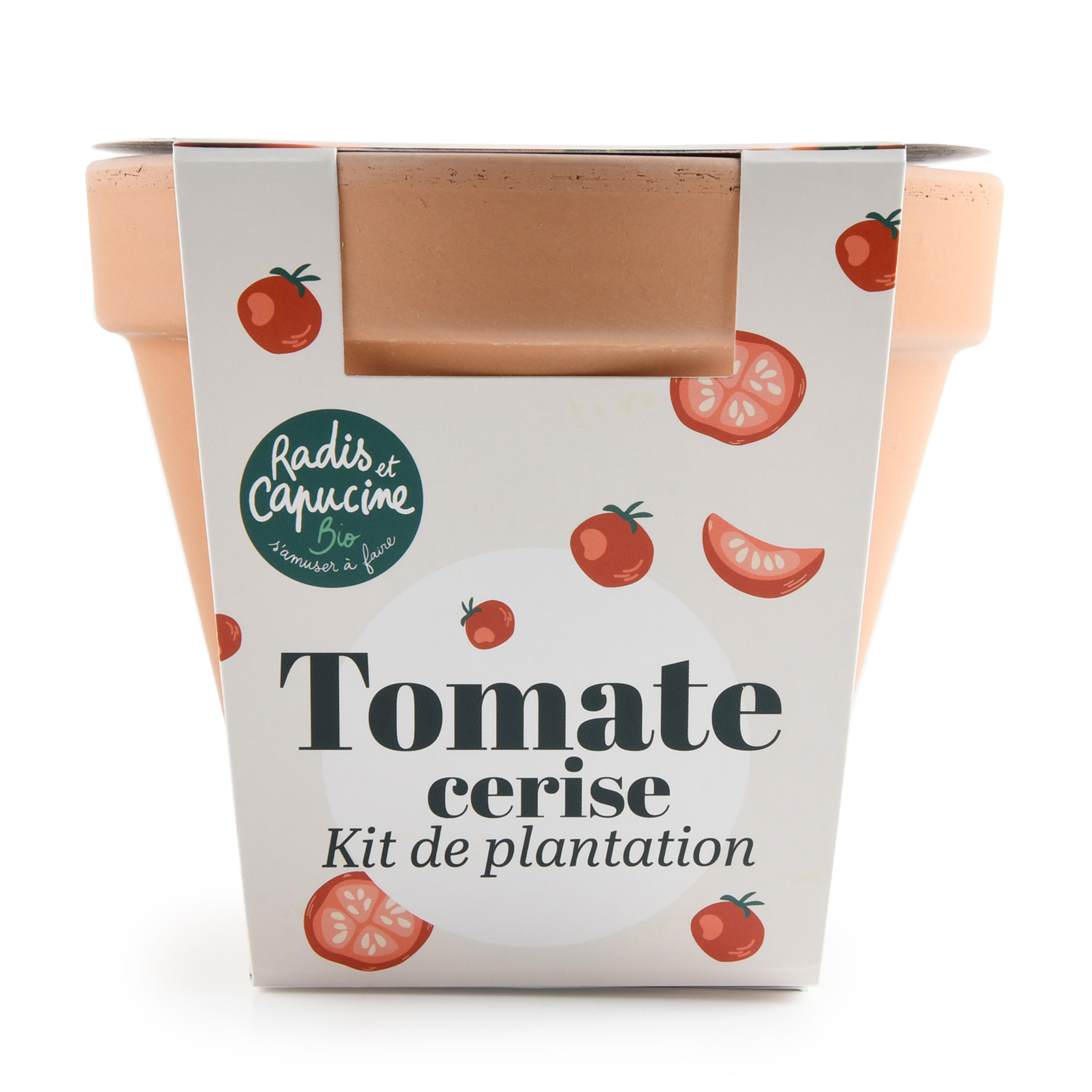 Kit Tomate Cerise Bio - Pot en Terre Cuite - 13 cm | Radis et Capucine