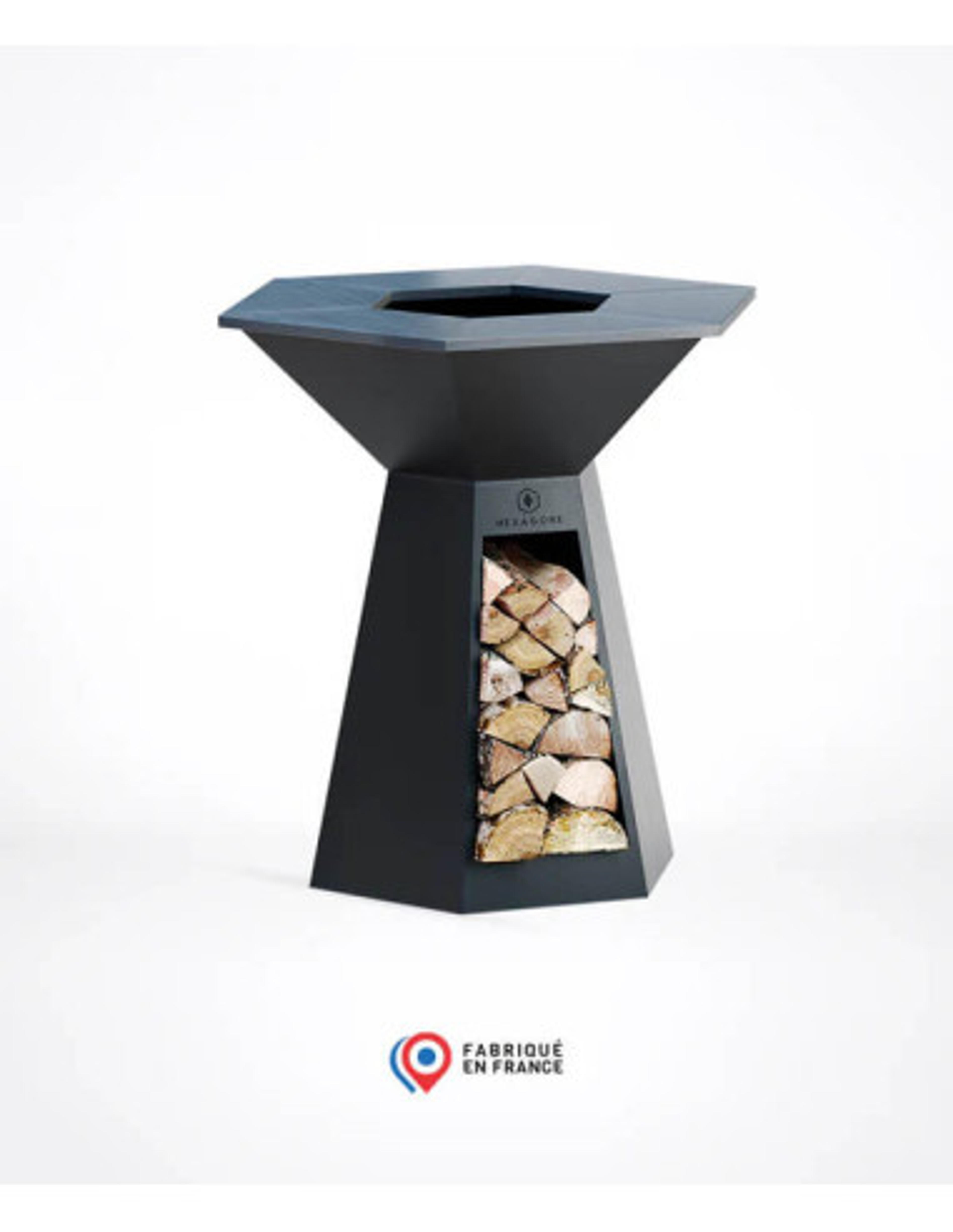 Brasero plancha hexagonal Ø 105 cm sur pied - Noir - Festin - Hexagone