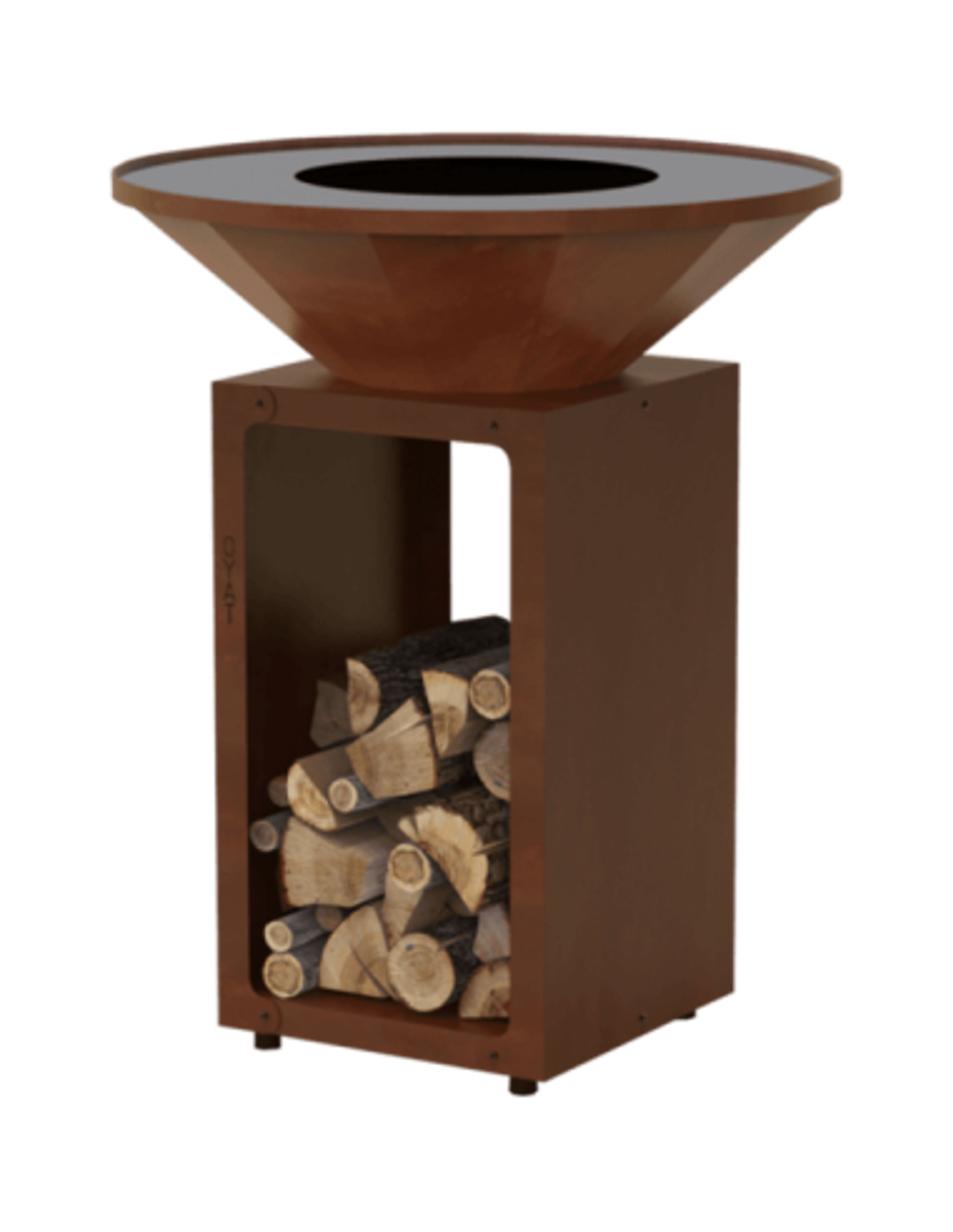 Brasero plancha rond Ø 74 cm sur meuble - Acier Corten - B.B.O 78 Cognac - Oyat