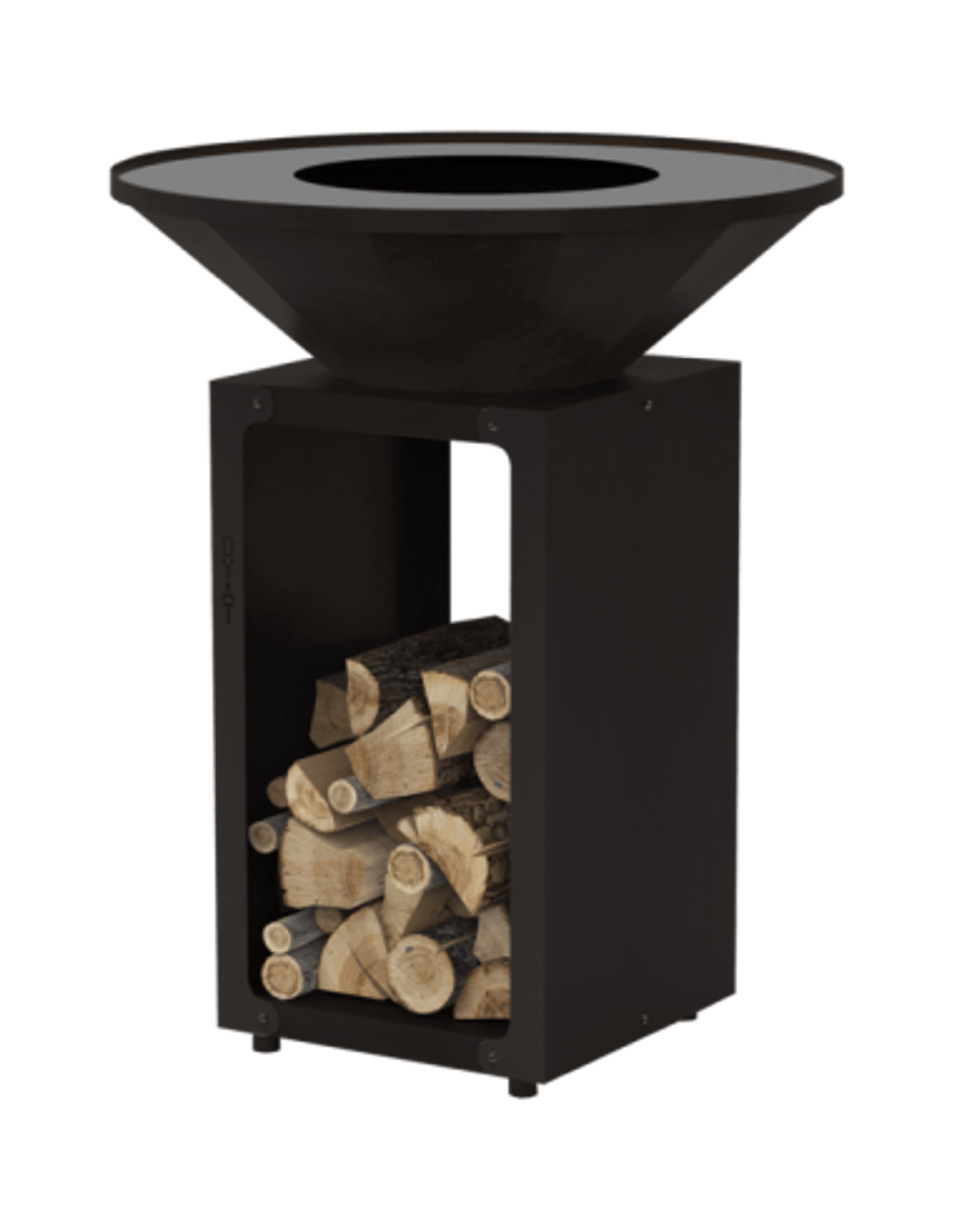 Brasero plancha rond Ø 84 cm sur meuble - Noir - B.B.O 88 Noir - Oyat