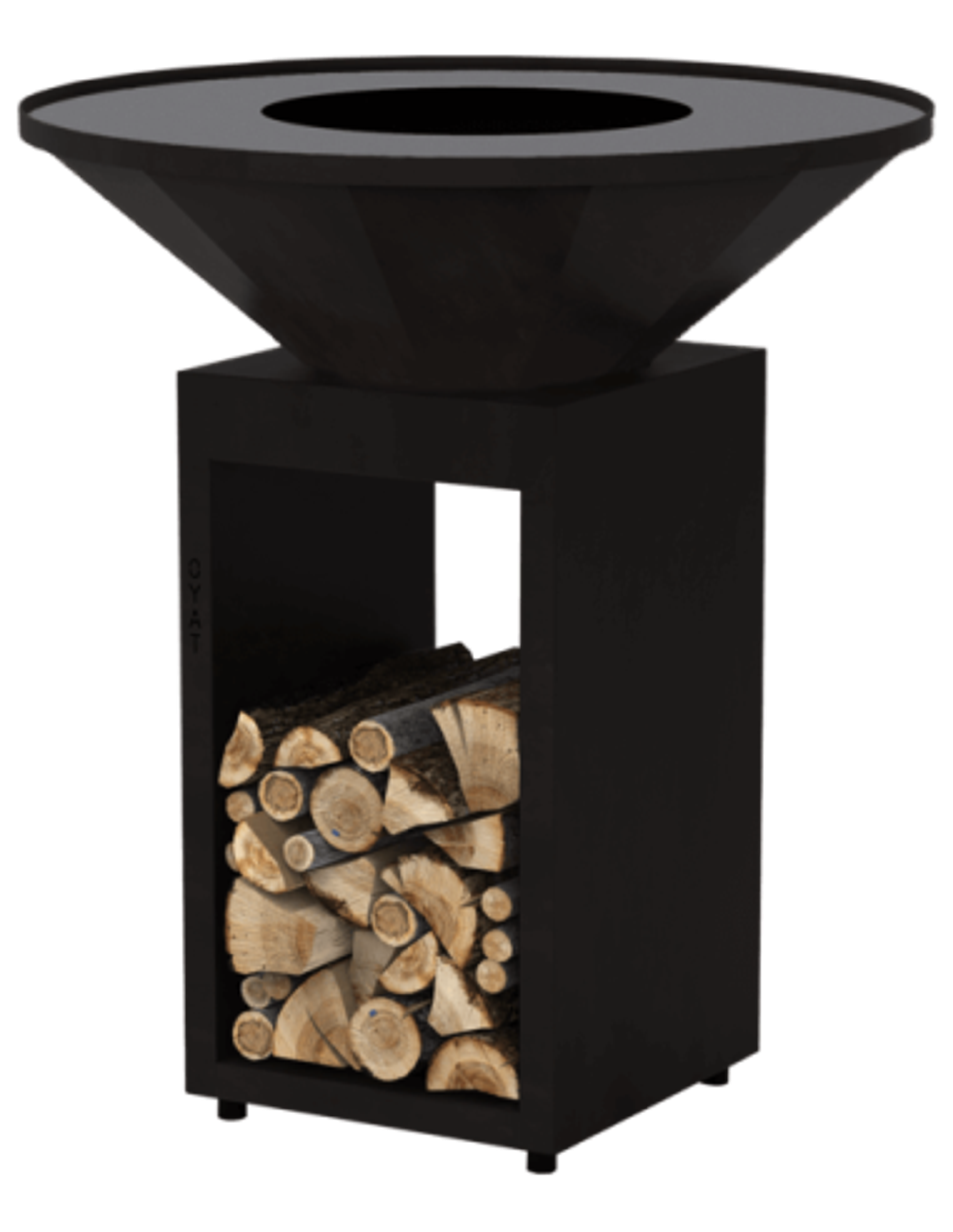 Brasero plancha rond Ø 96 cm sur meuble ouvert - Noir - Origine.R 96 Noir - Oyat