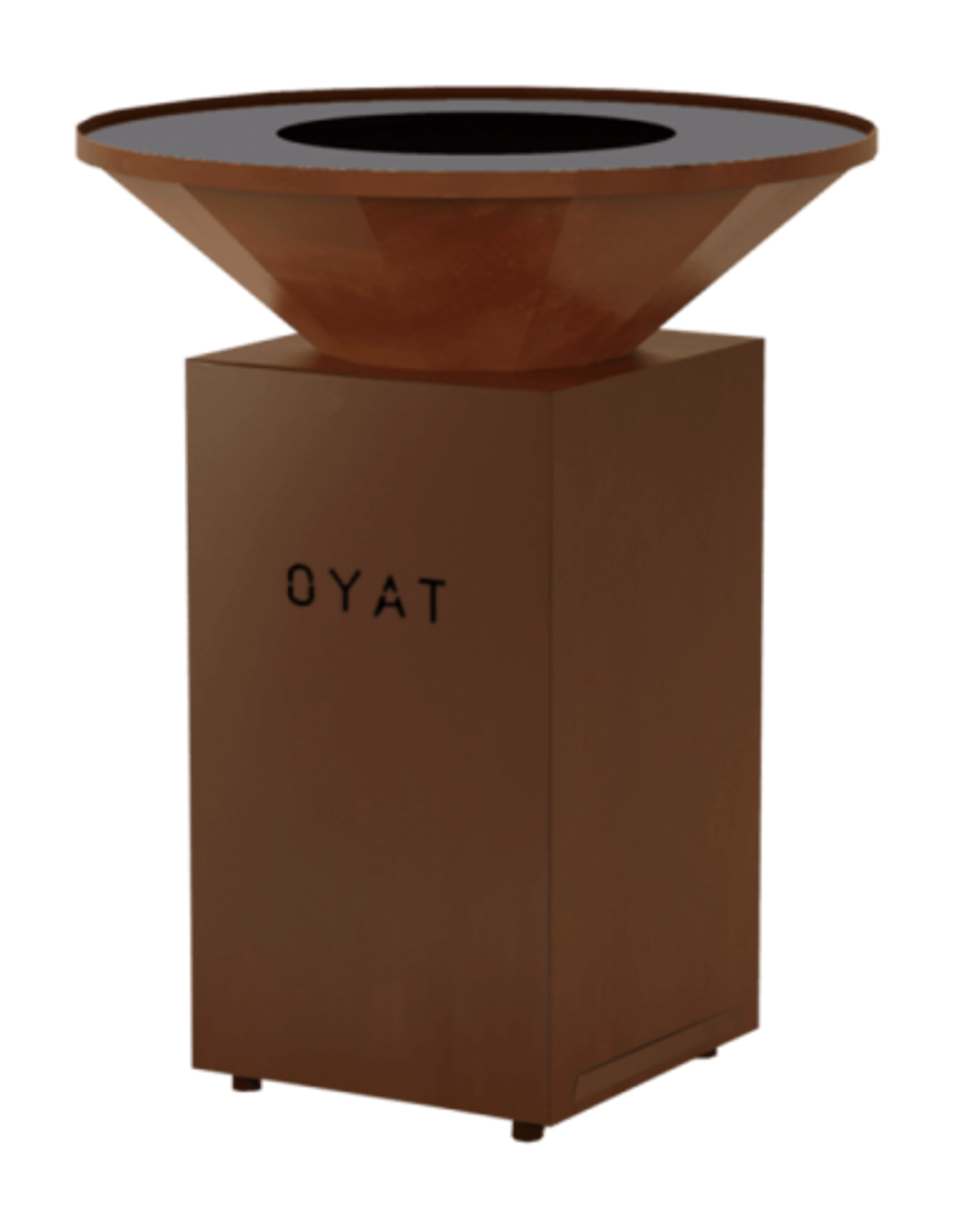 Brasero plancha rond Ø 82 cm sur meuble fermé - Acier Corten - Origine 82 Cognac - Oyat