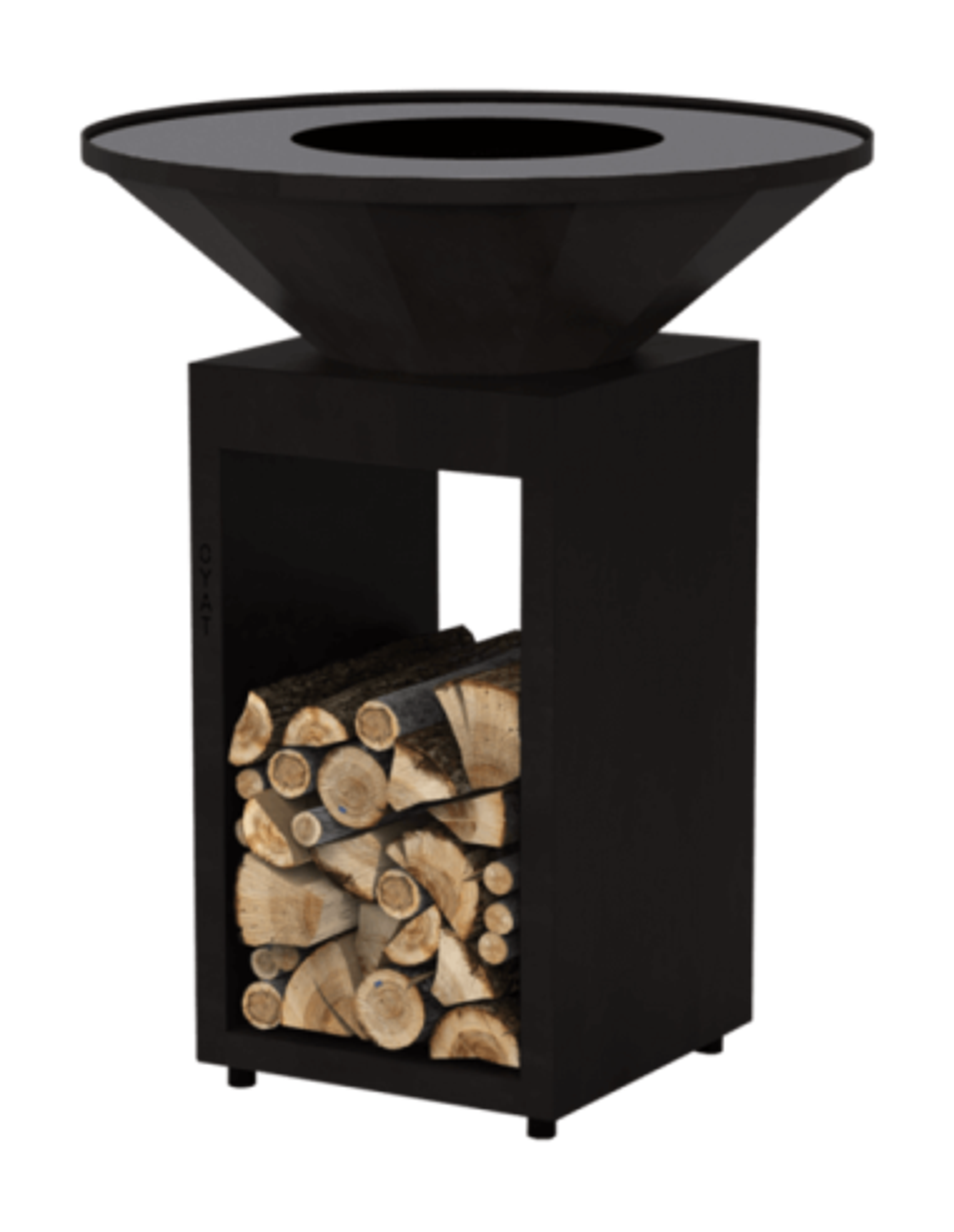 Brasero plancha rond Ø 82 cm sur meuble ouvert - Noir - Origine.R 82 - Oyat