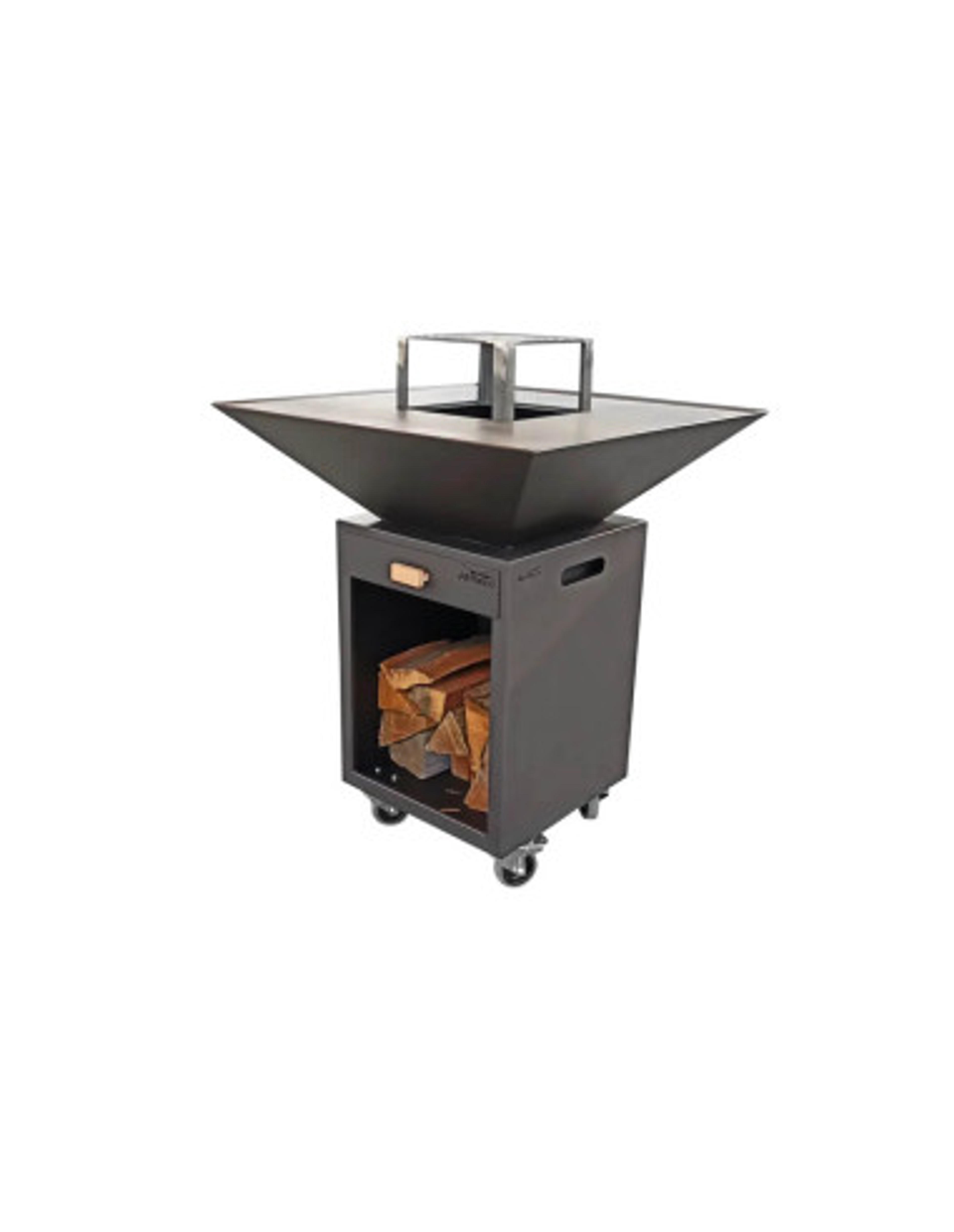 Brasero carré 85 cm sur meuble - Noir - Conviv' - Atmeco
