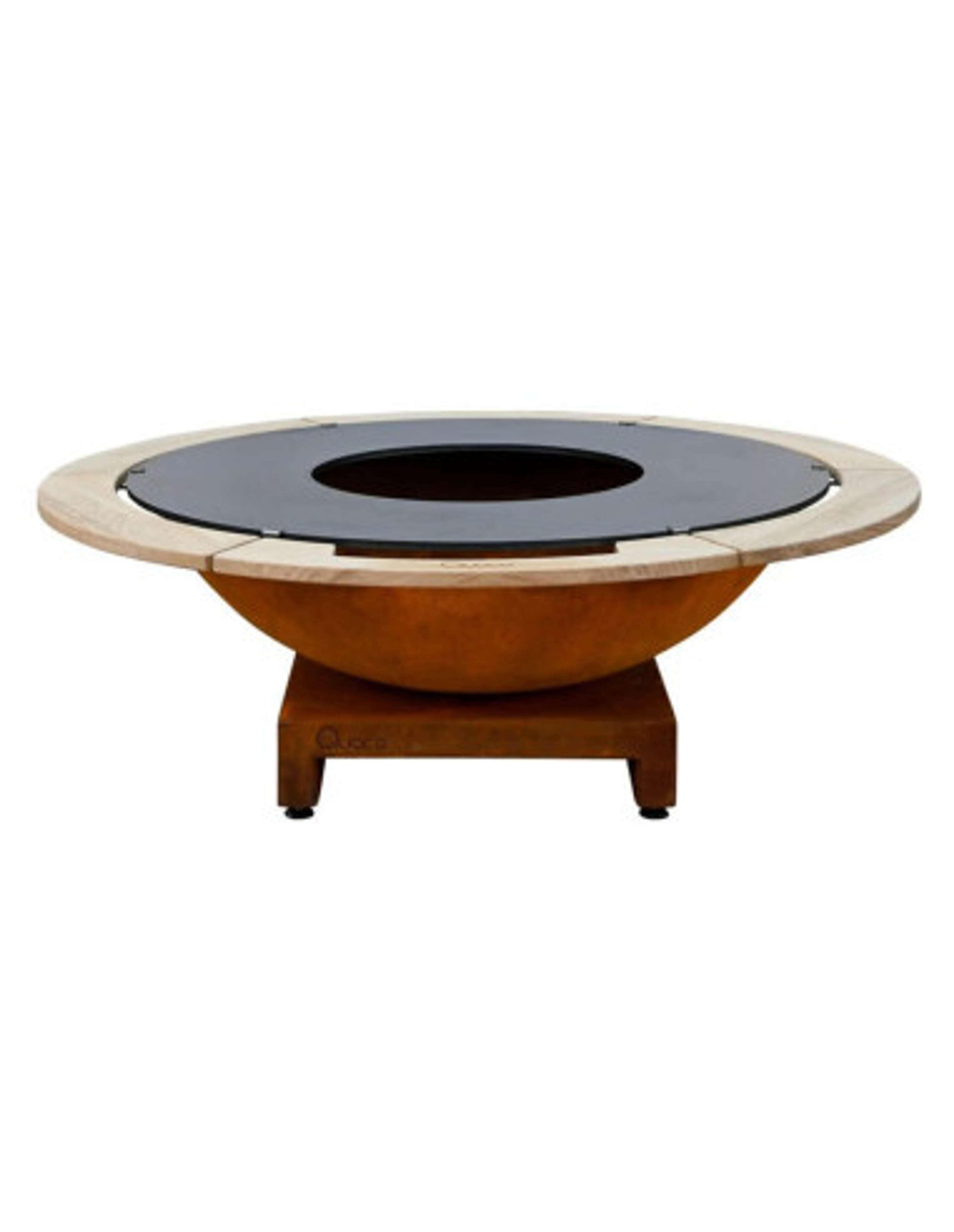 Brasero rond Ø 116 cm sur socle - Acier Corten - Piatto Basso+ - Large - Quoco