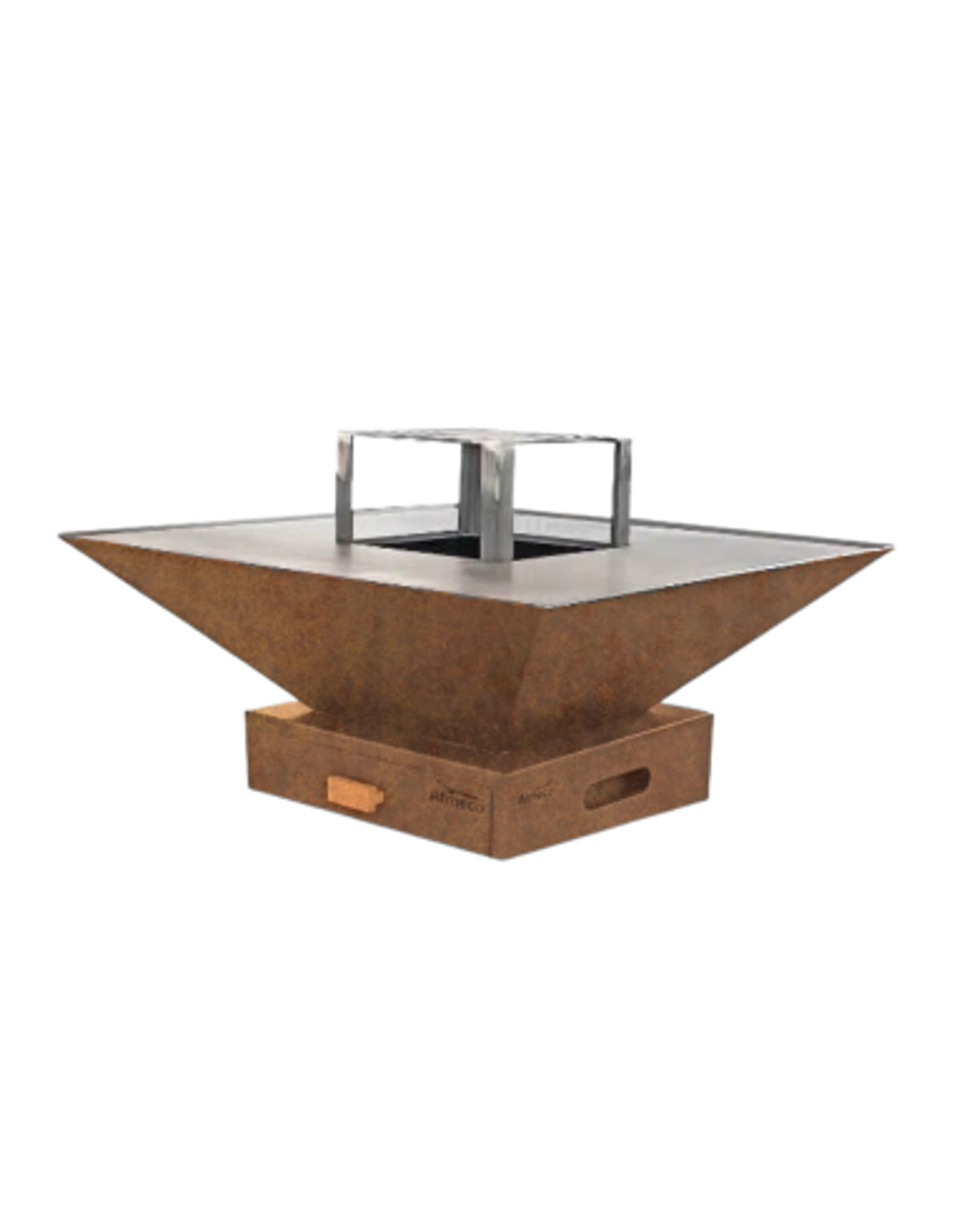 Brasero carré 85 cm à poser - Acier Corten - Lounge - Atmeco