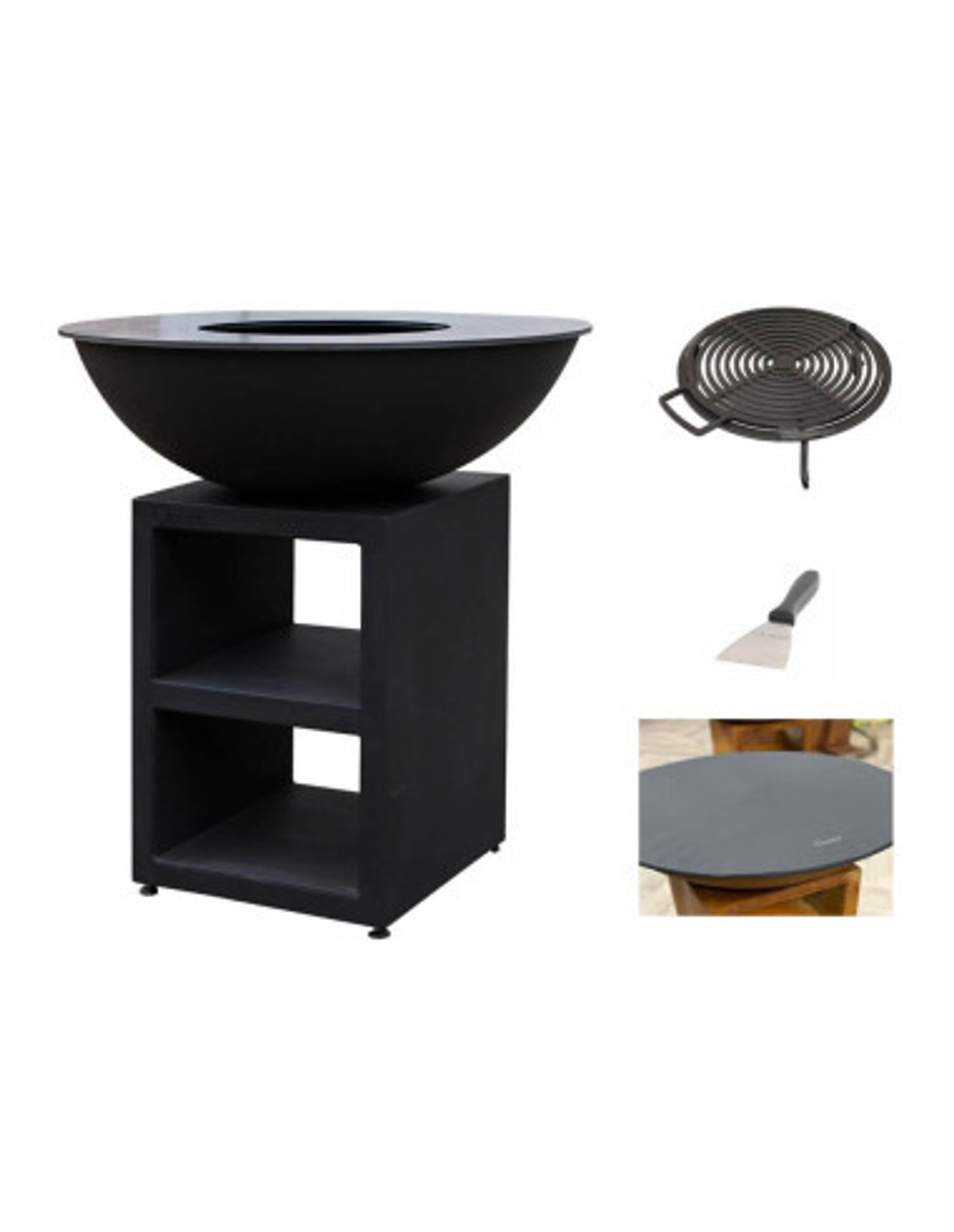 Pack brasero rond Ø 94 cm sur meuble - Noir - Piatto - Large - Quoco