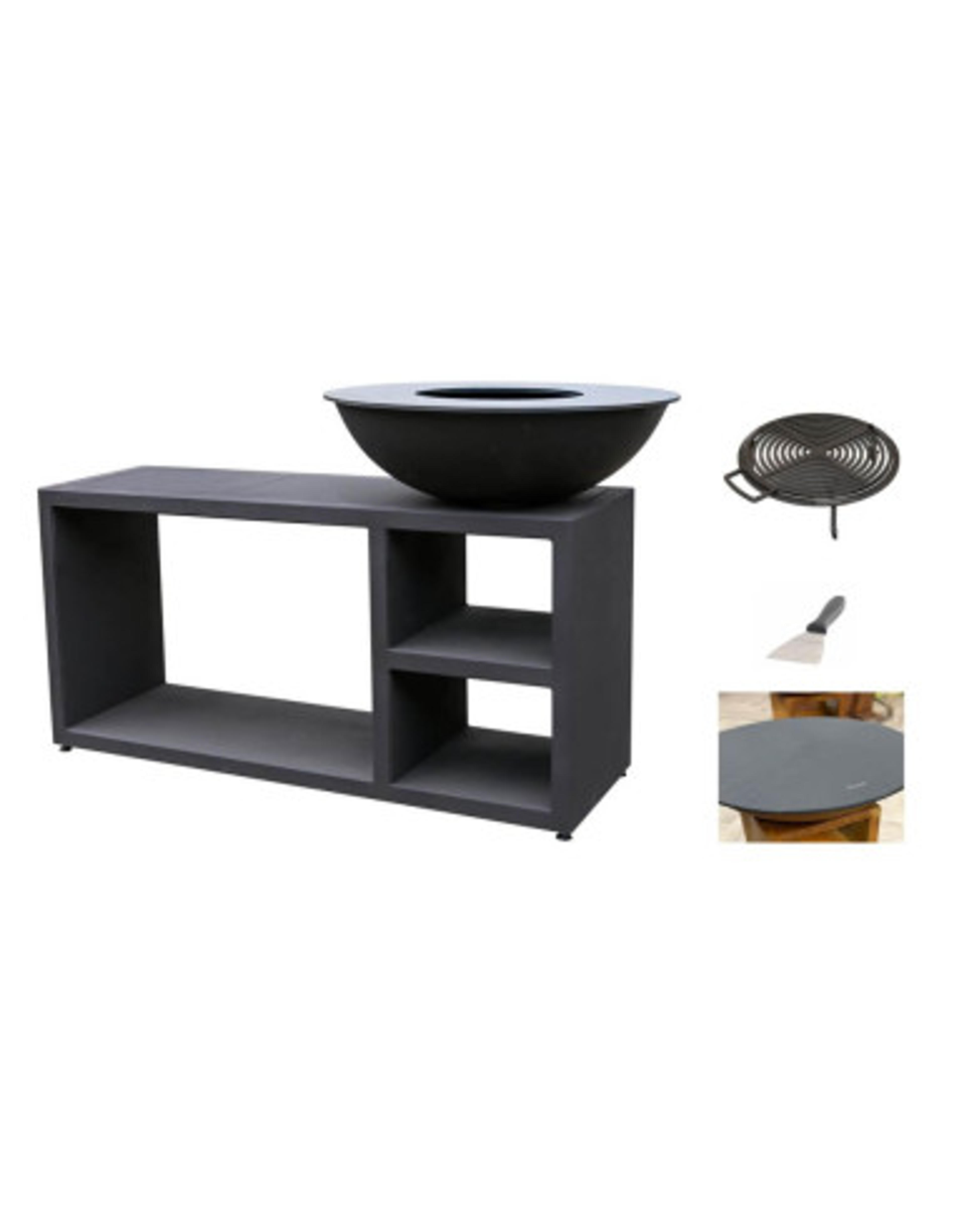 Pack brasero rond Ø 84 cm sur table - Noir - Tavolo - Moyen - Quoco