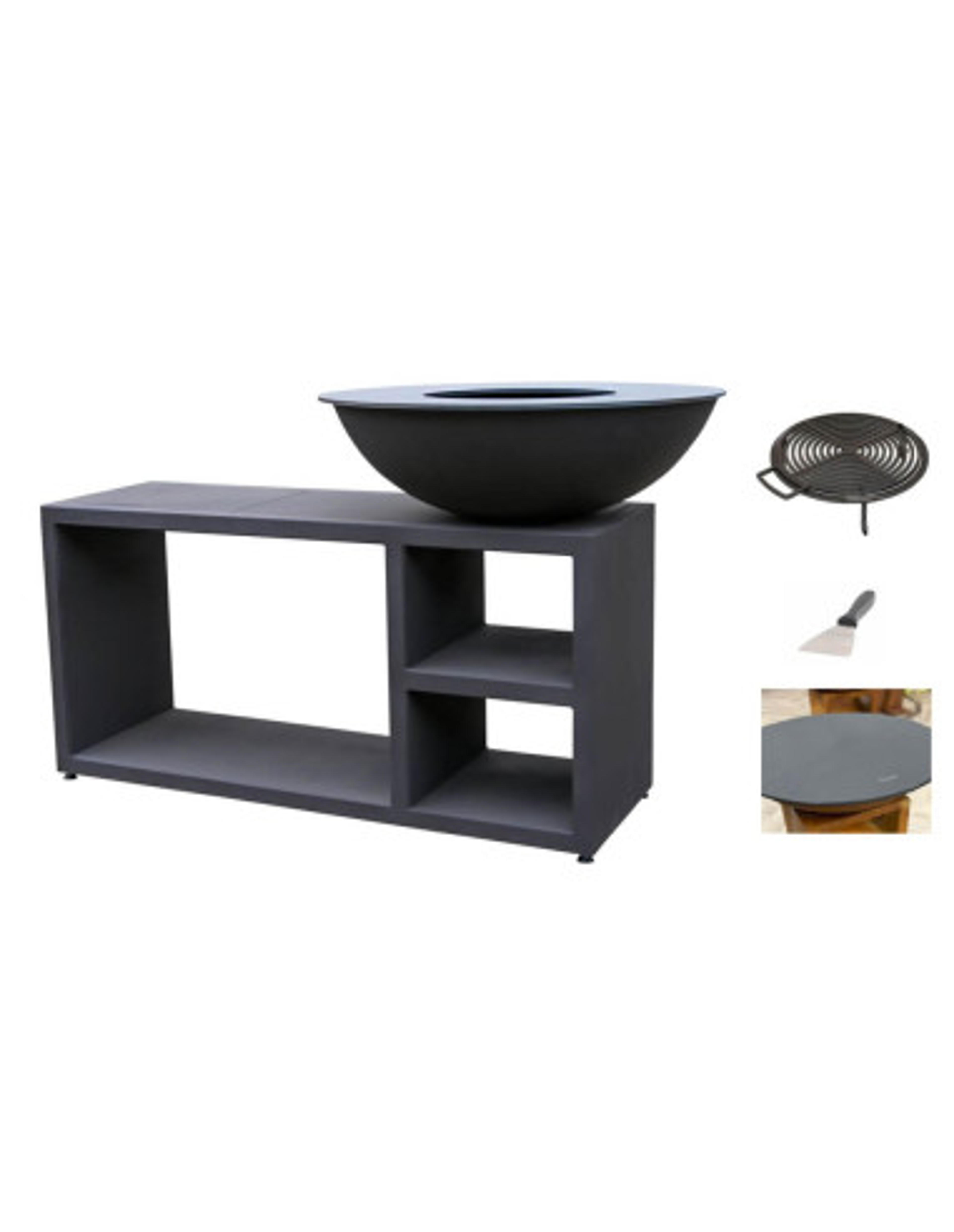 Pack brasero rond Ø 94 cm sur table - Noir - Tavolo - Large - Quoco