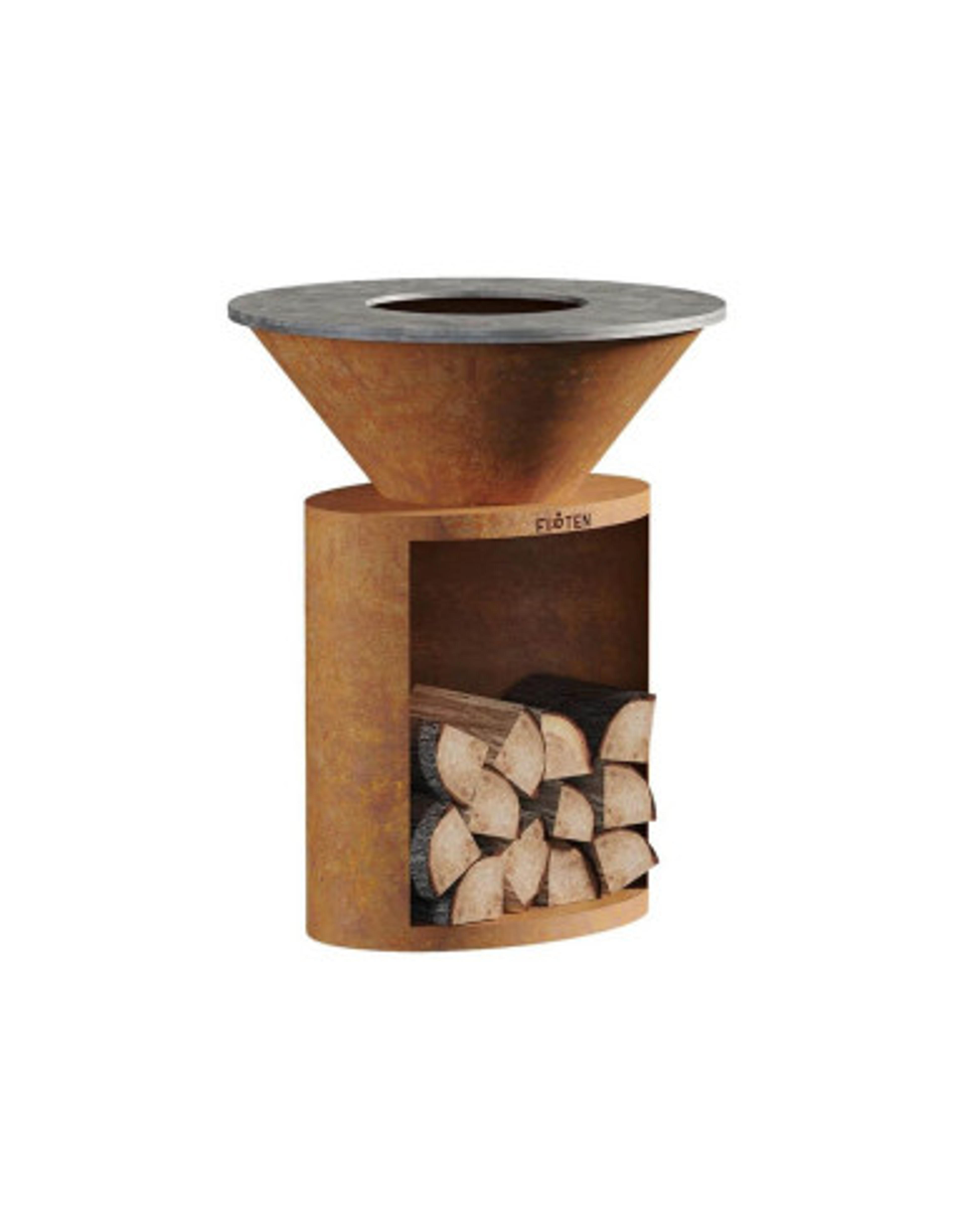 Brasero rond Ø 80 cm sur meuble - Acier Corten - Ellipse - Firten