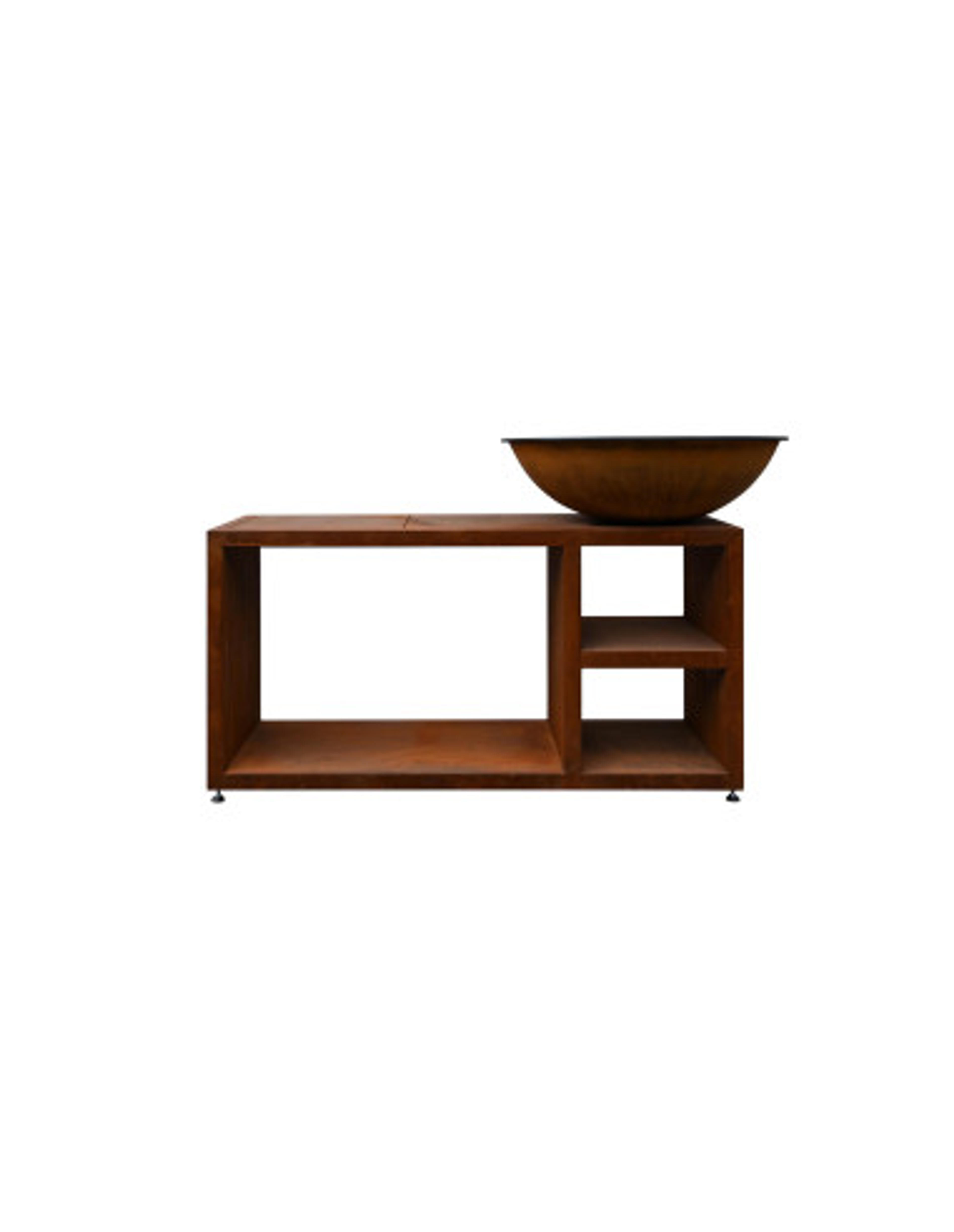 Brasero plancha rond diam. 84 cm sur Table - Acier Corten - Quoco