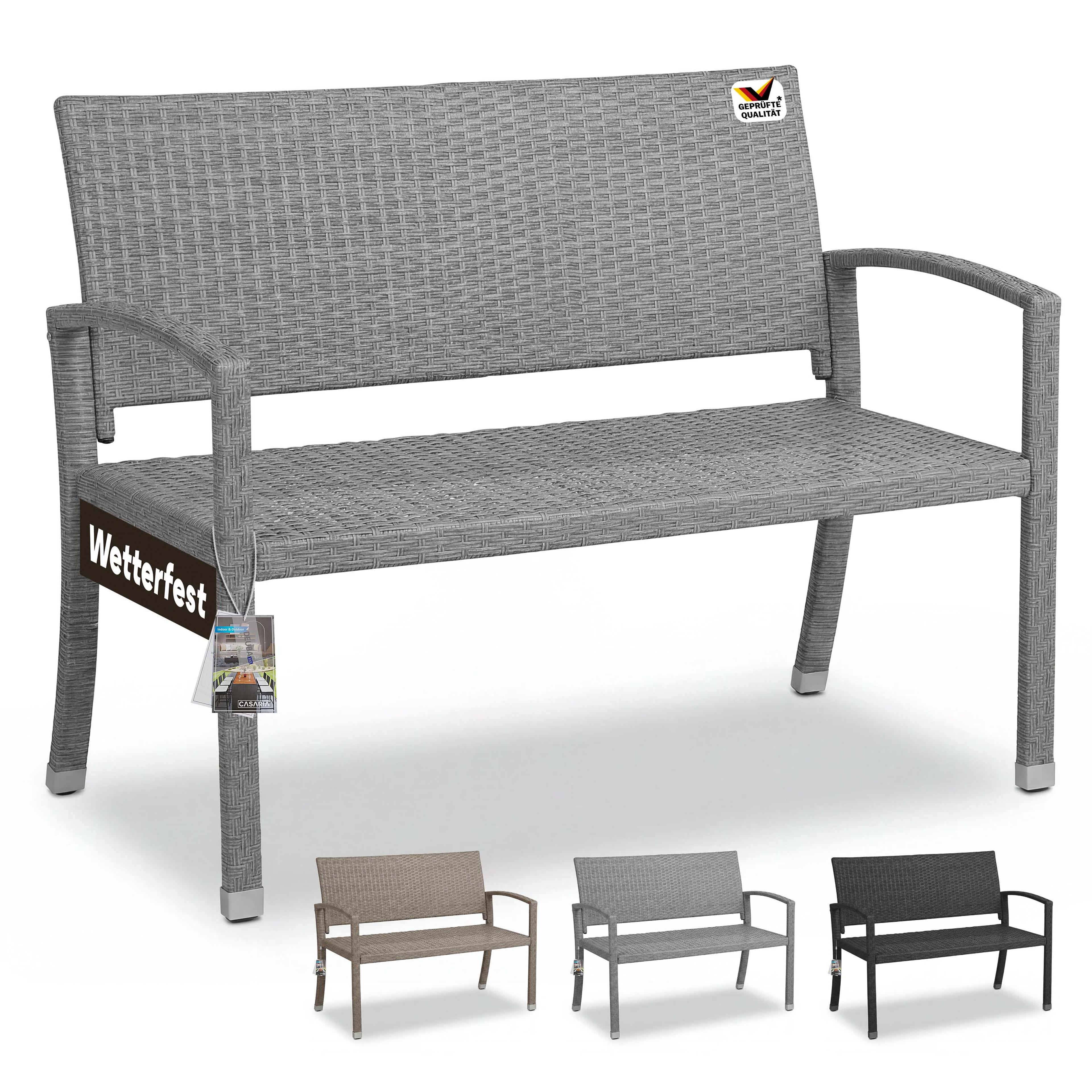 Banc de jardin en résine tressée 2 places 122 x 90 x 55 cm
