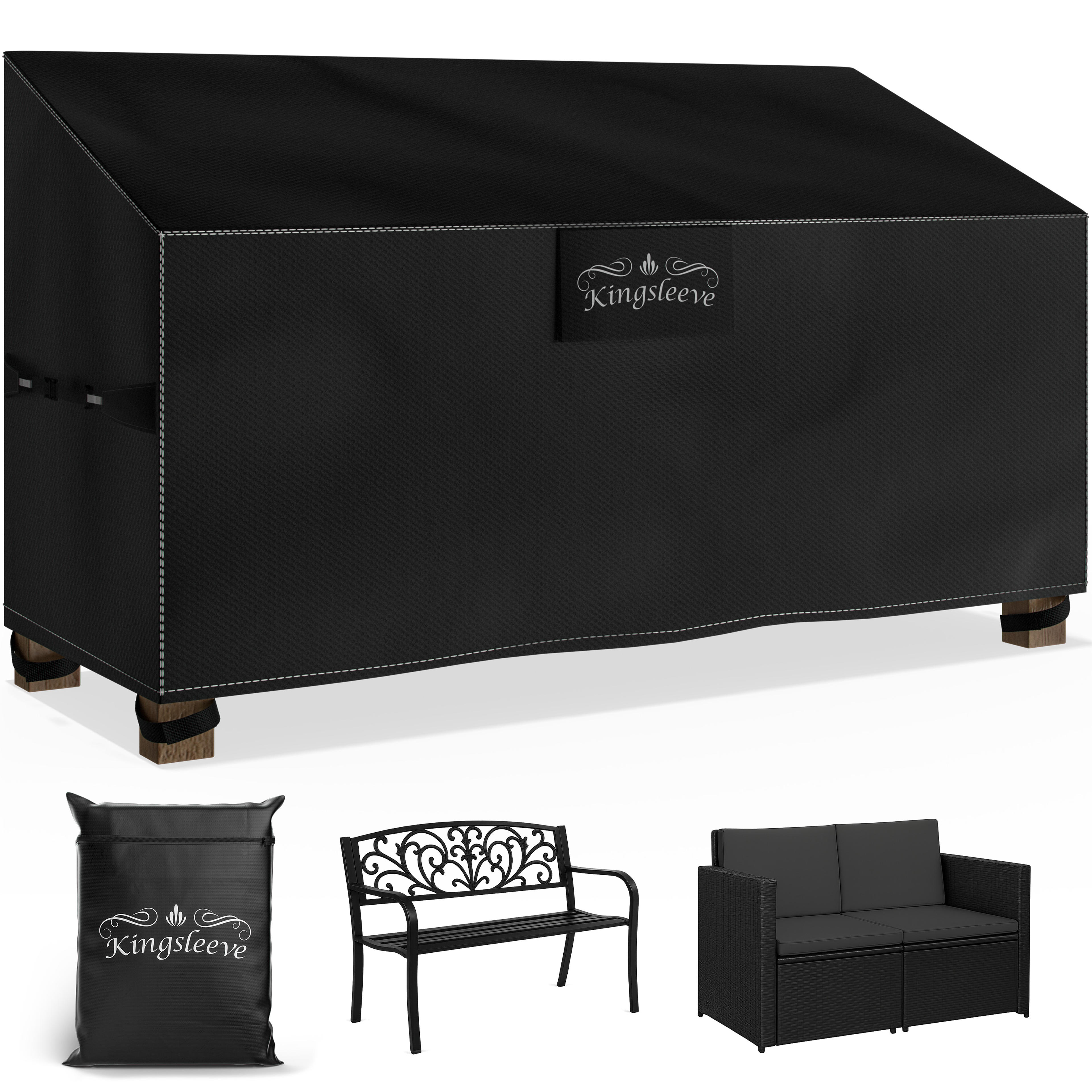 Bâche de protection pour banc de jardin anthracite 134x66x63/89cm 9100mm de colonne d'eau