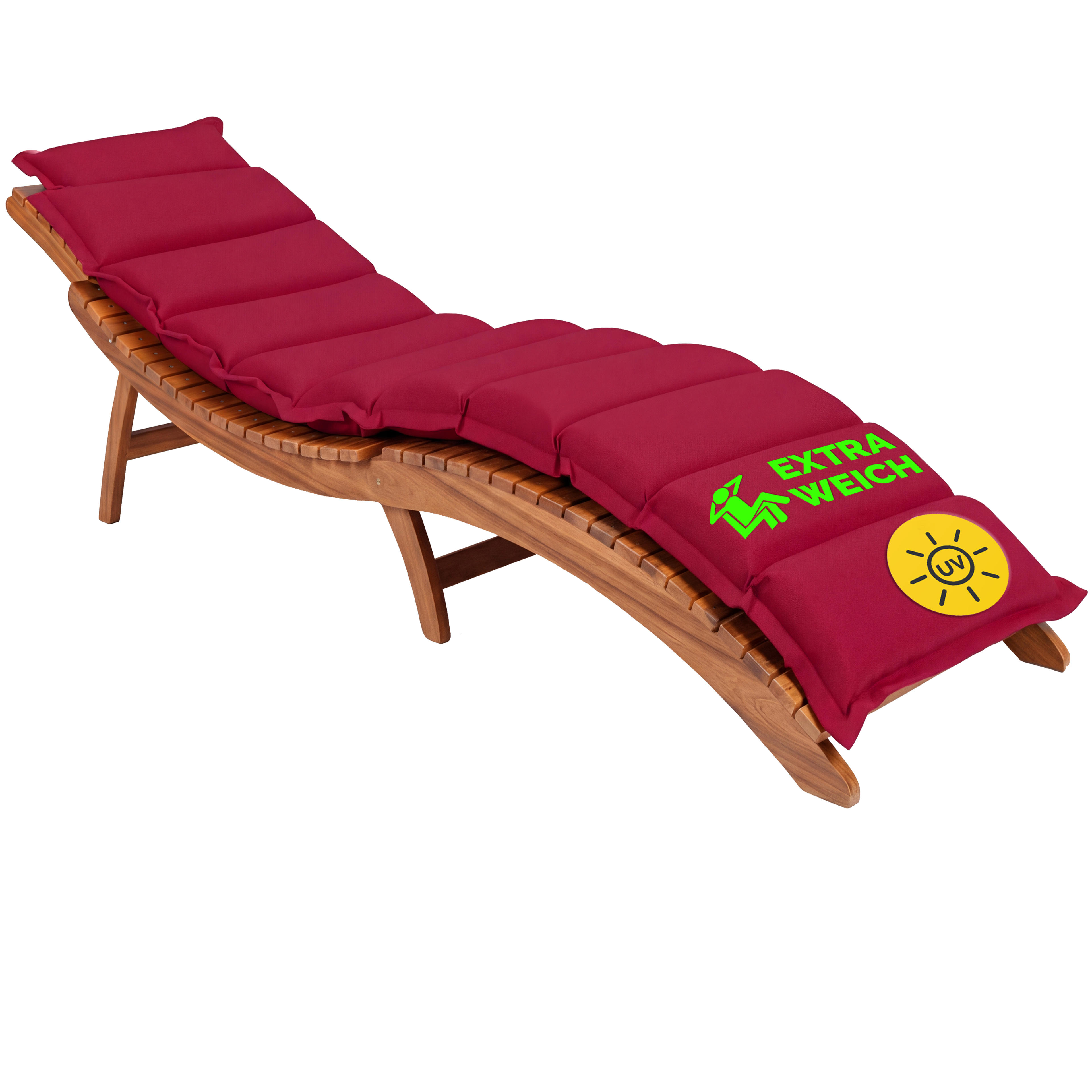 Coussin rouge pour chaise longue rouge 183x56x7cm