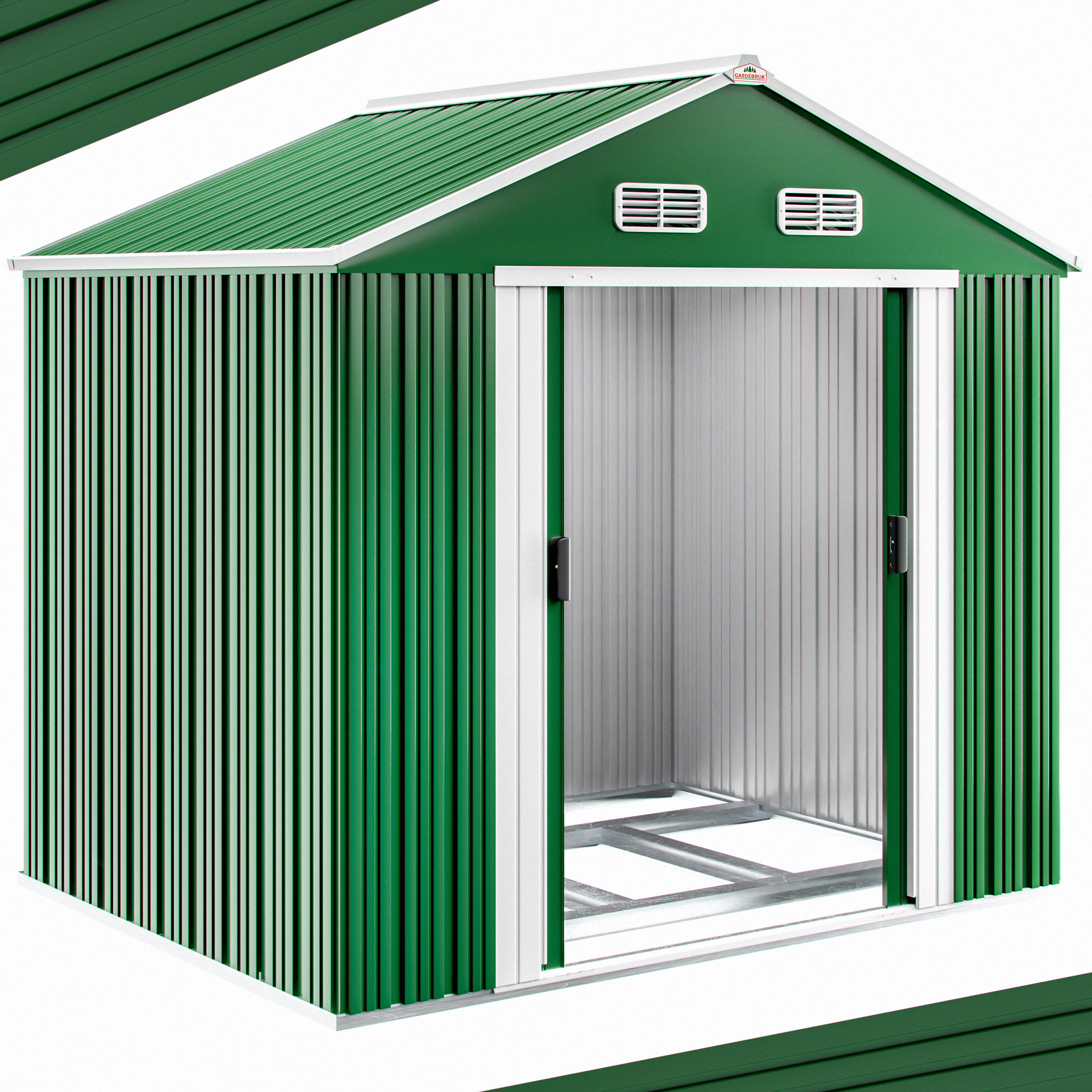 Abri de jardin vert en métal 260x205x180cm