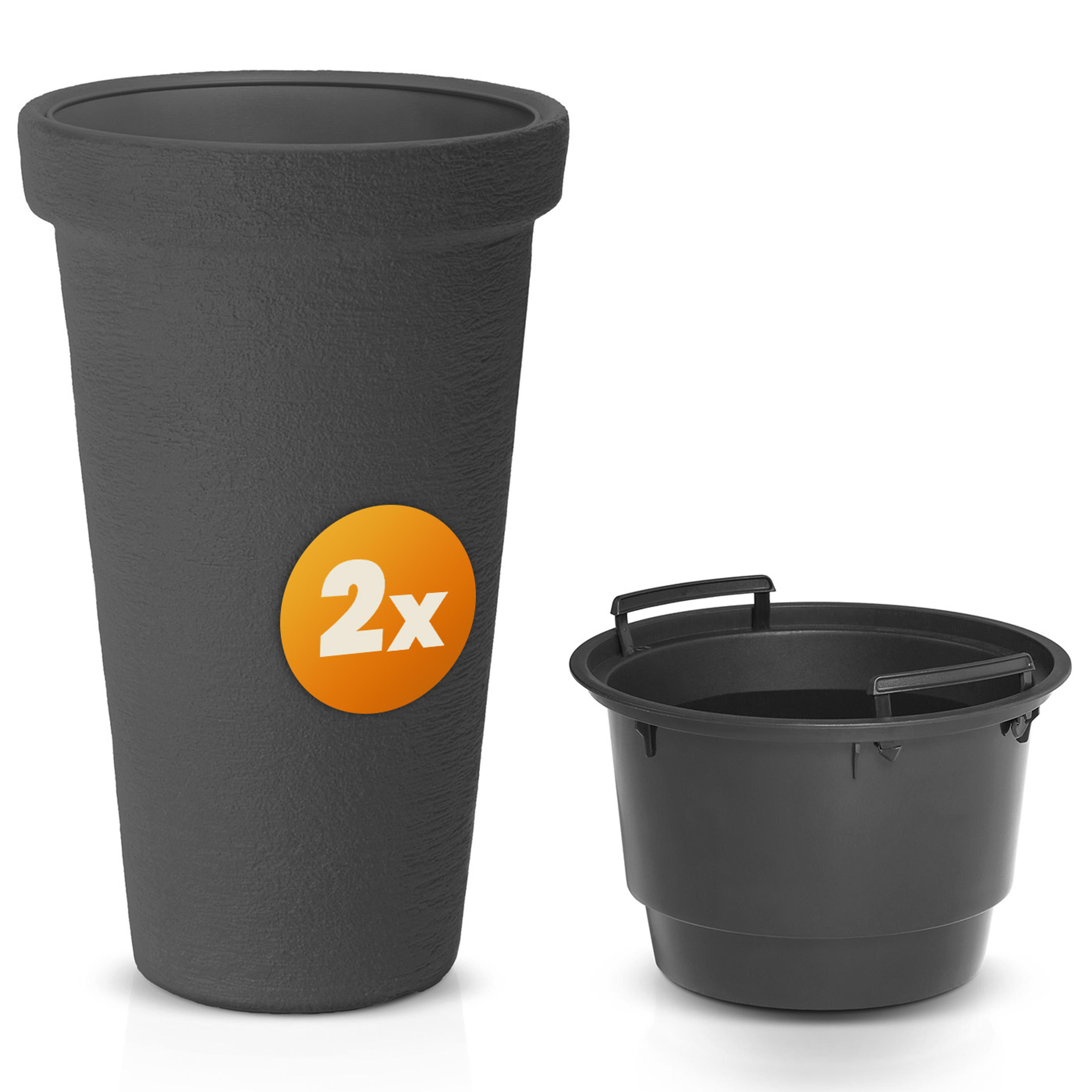 Set de 2 pots de fleurs anthracite 63x40cm