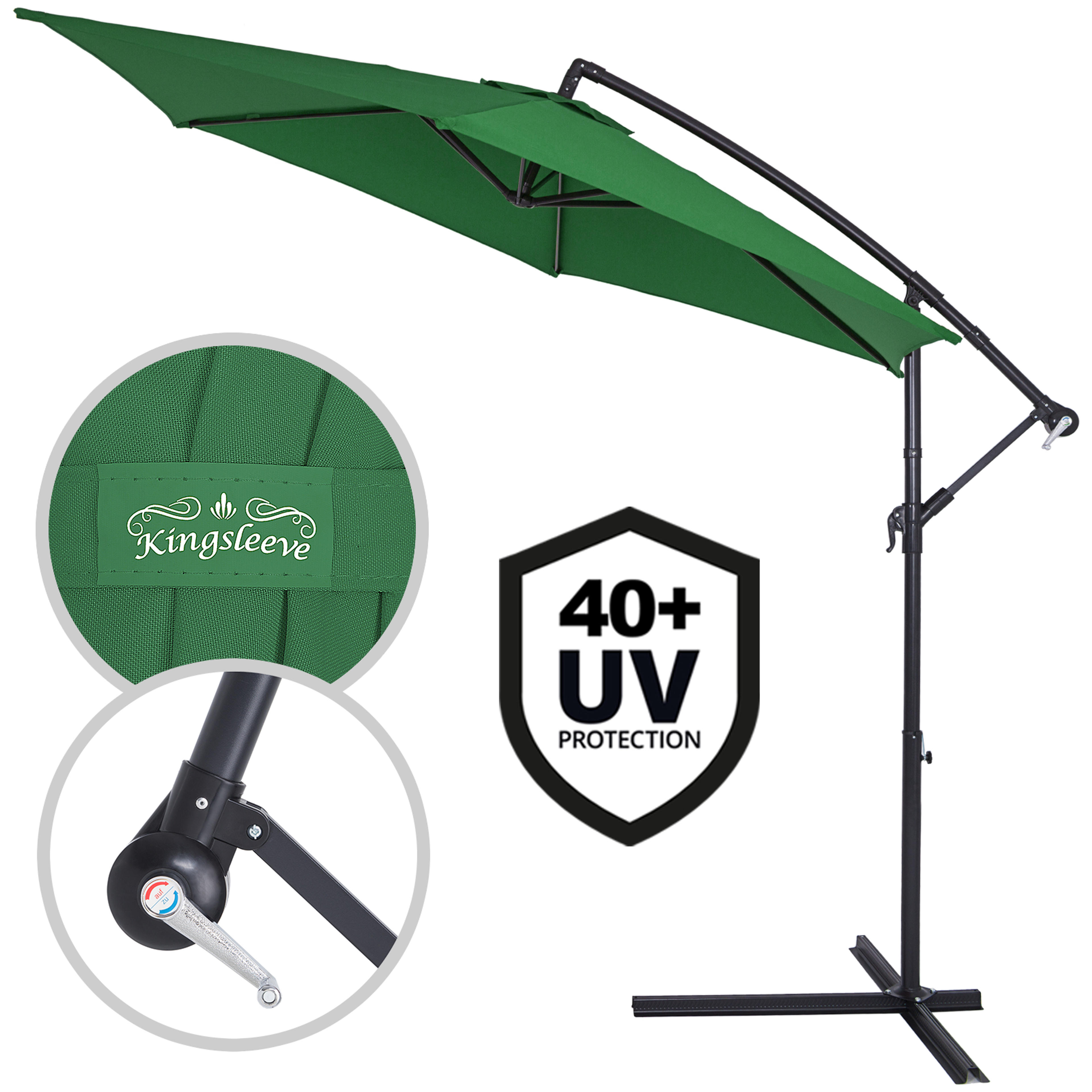 Parasol en aluminium vert 300cm protection UV 50+