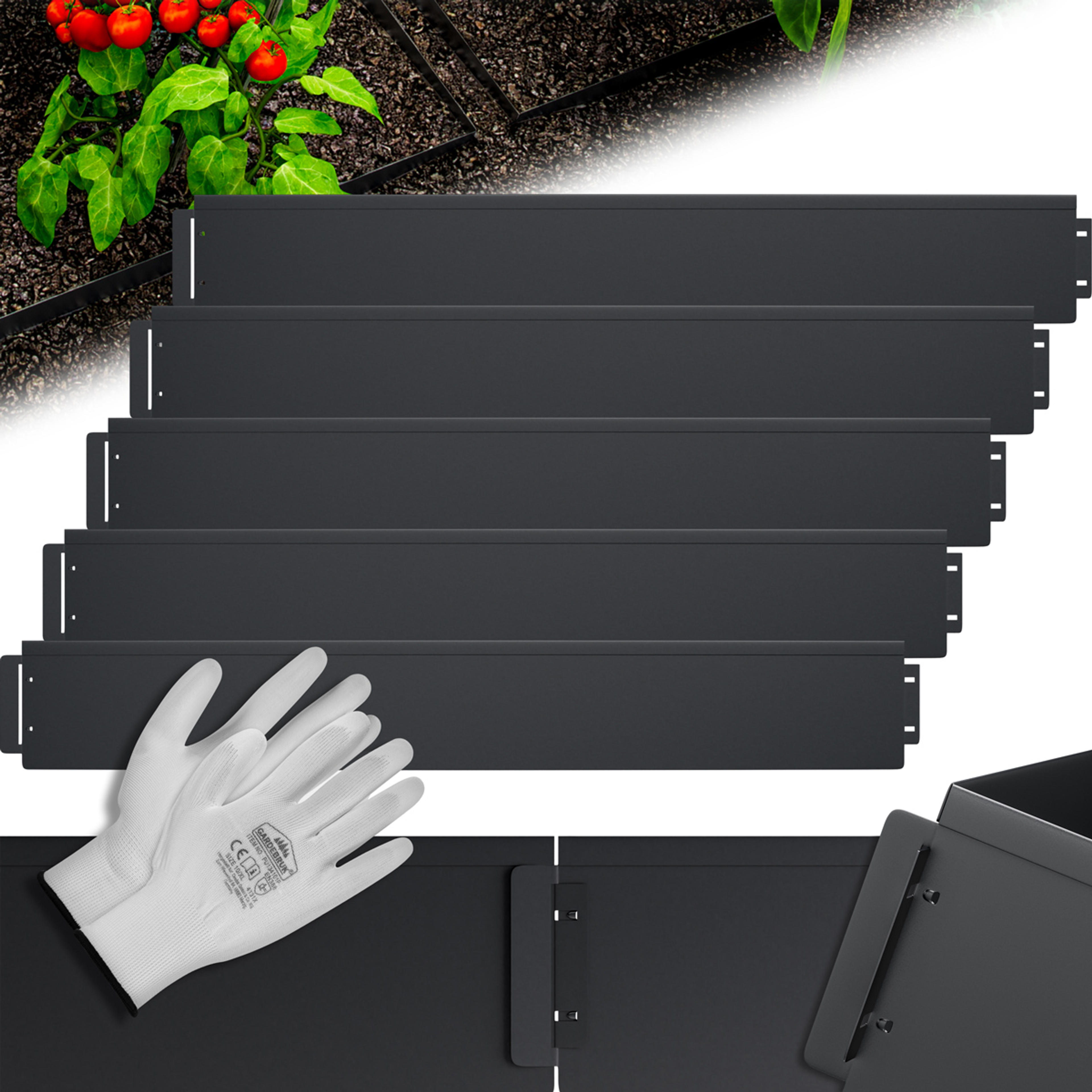 Lot de 5 bordures de parterres Noir Métal 5mx14cm