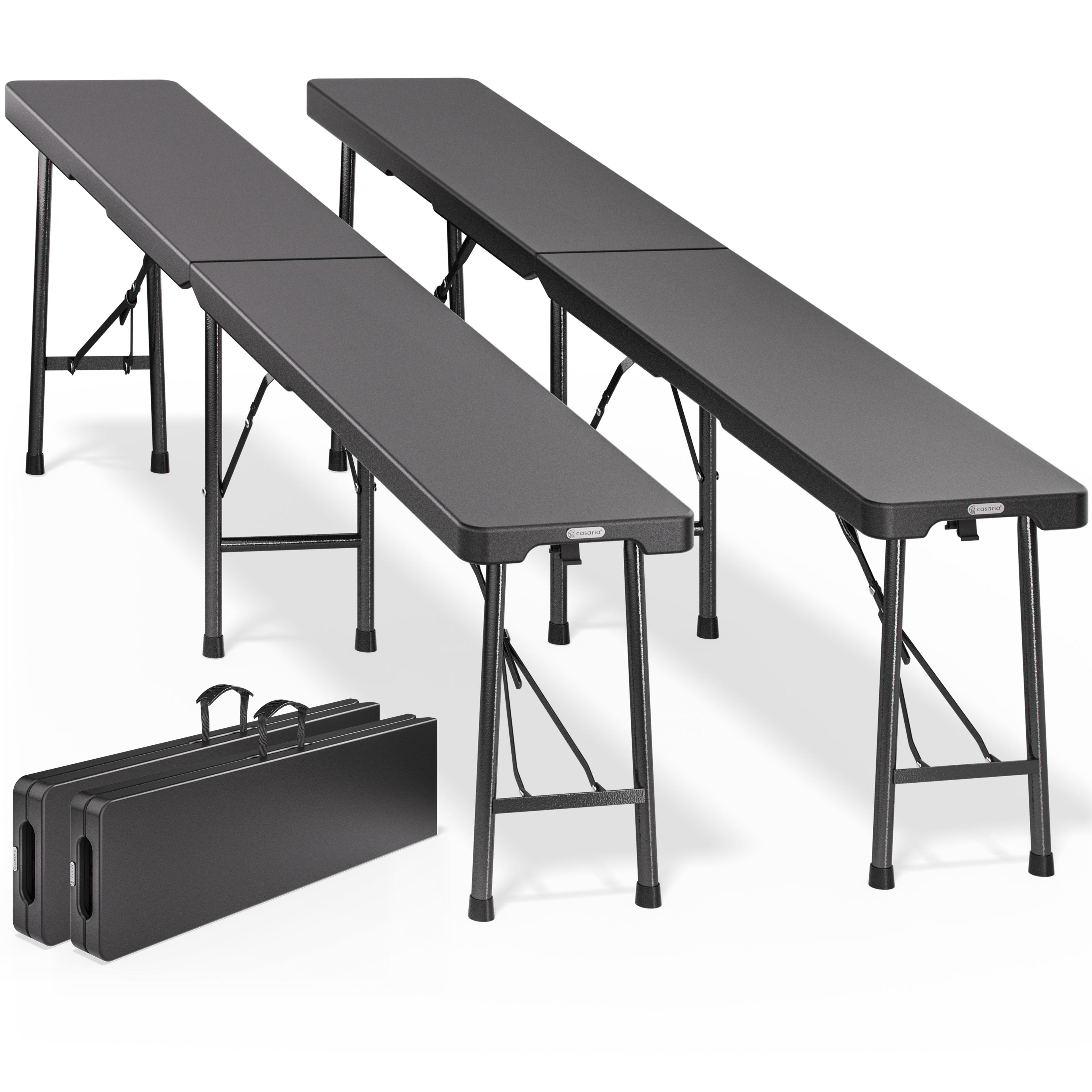 Banc de bière, lot de 2, anthracite, plastique 180cm