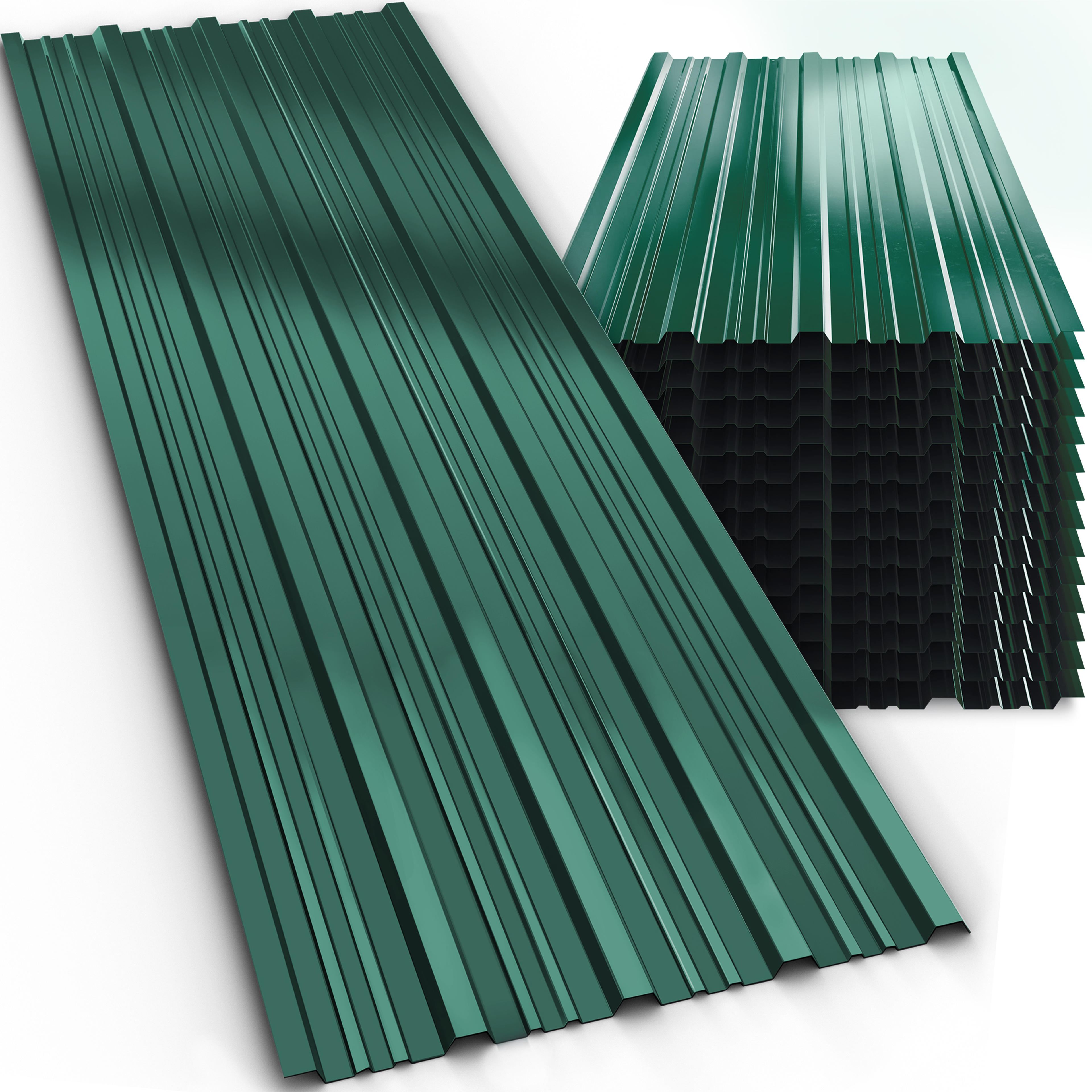 14x tôles profilées 110x46cm vert 7m²
