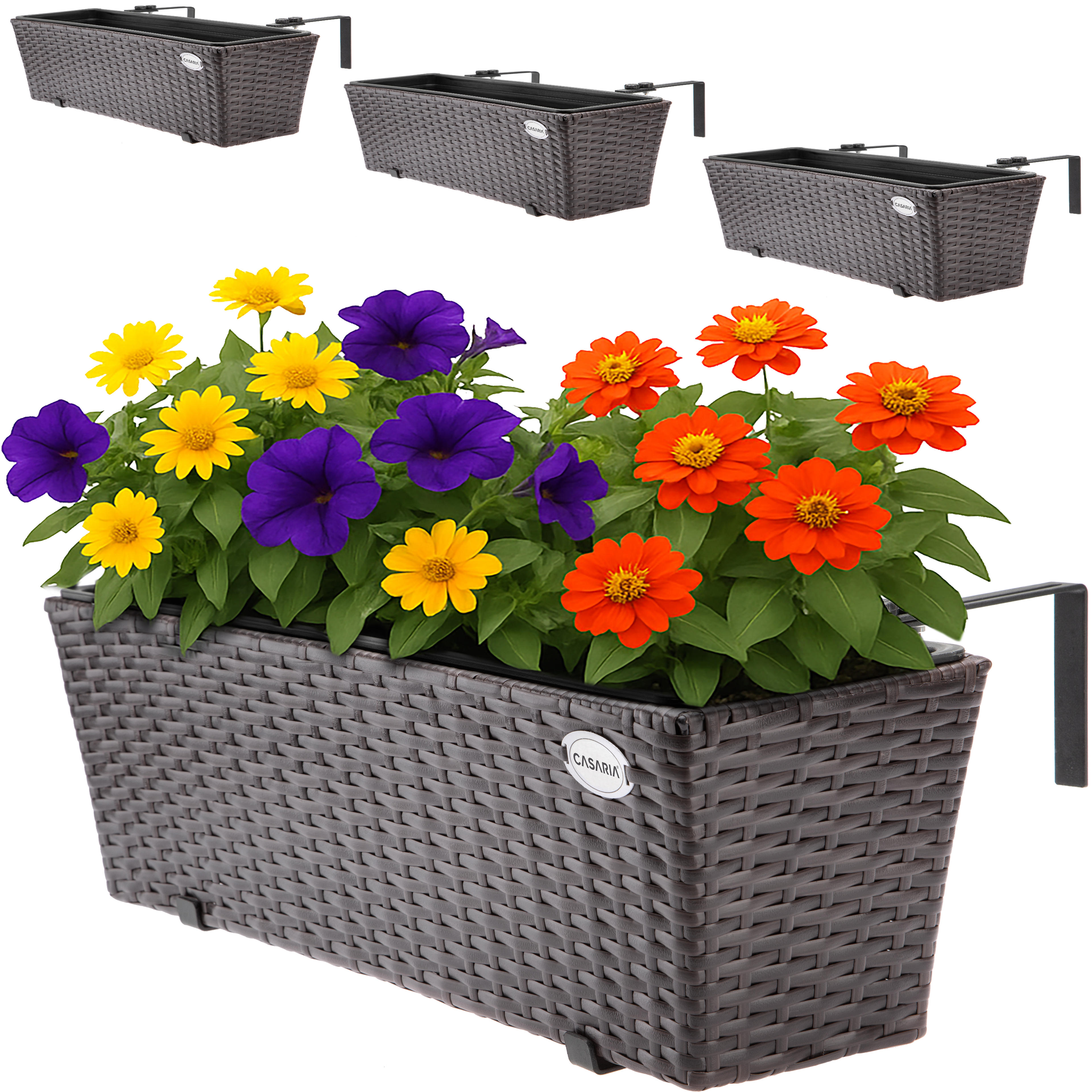 4x Jardinière 60x20x19cm brun jardin et balcon