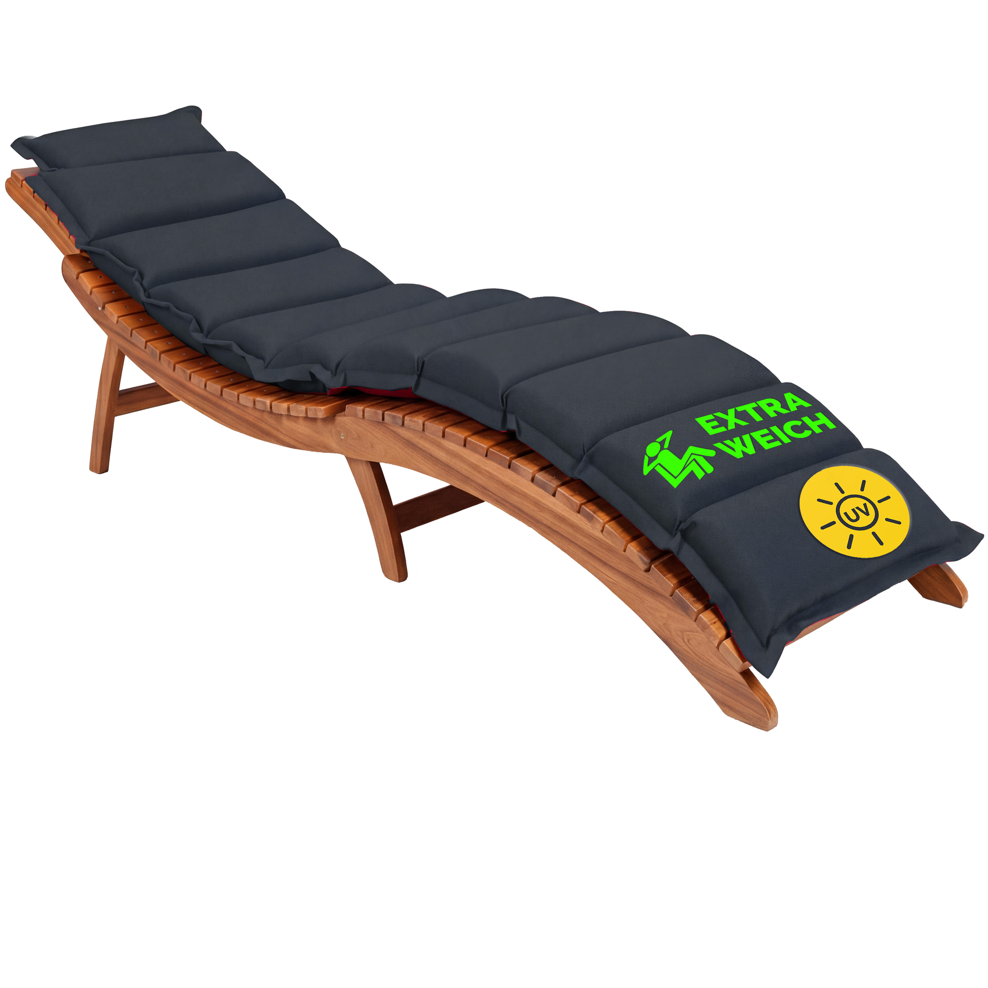 Coussin pour chaise longue anthracite 7cm épaisseur