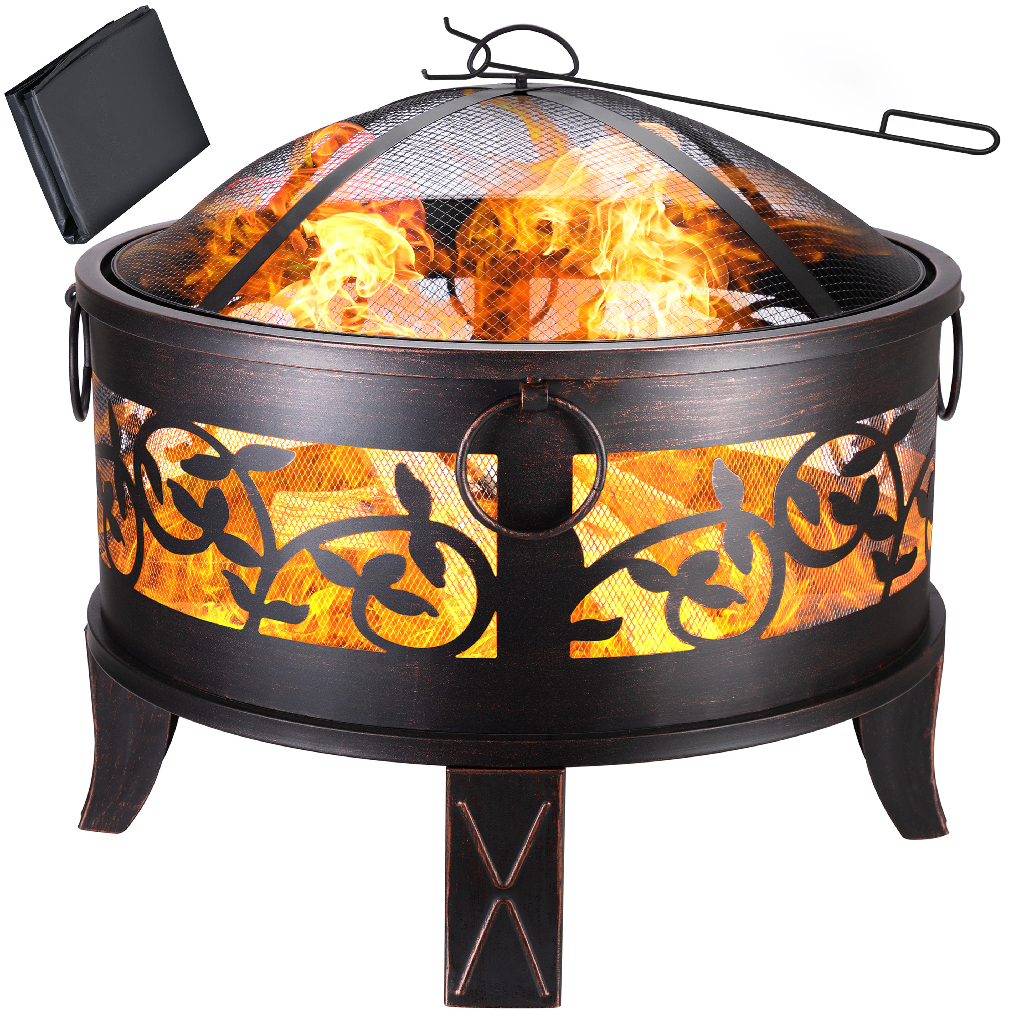 Brasero de jardin acier rond Ø 66cm noir-bronze