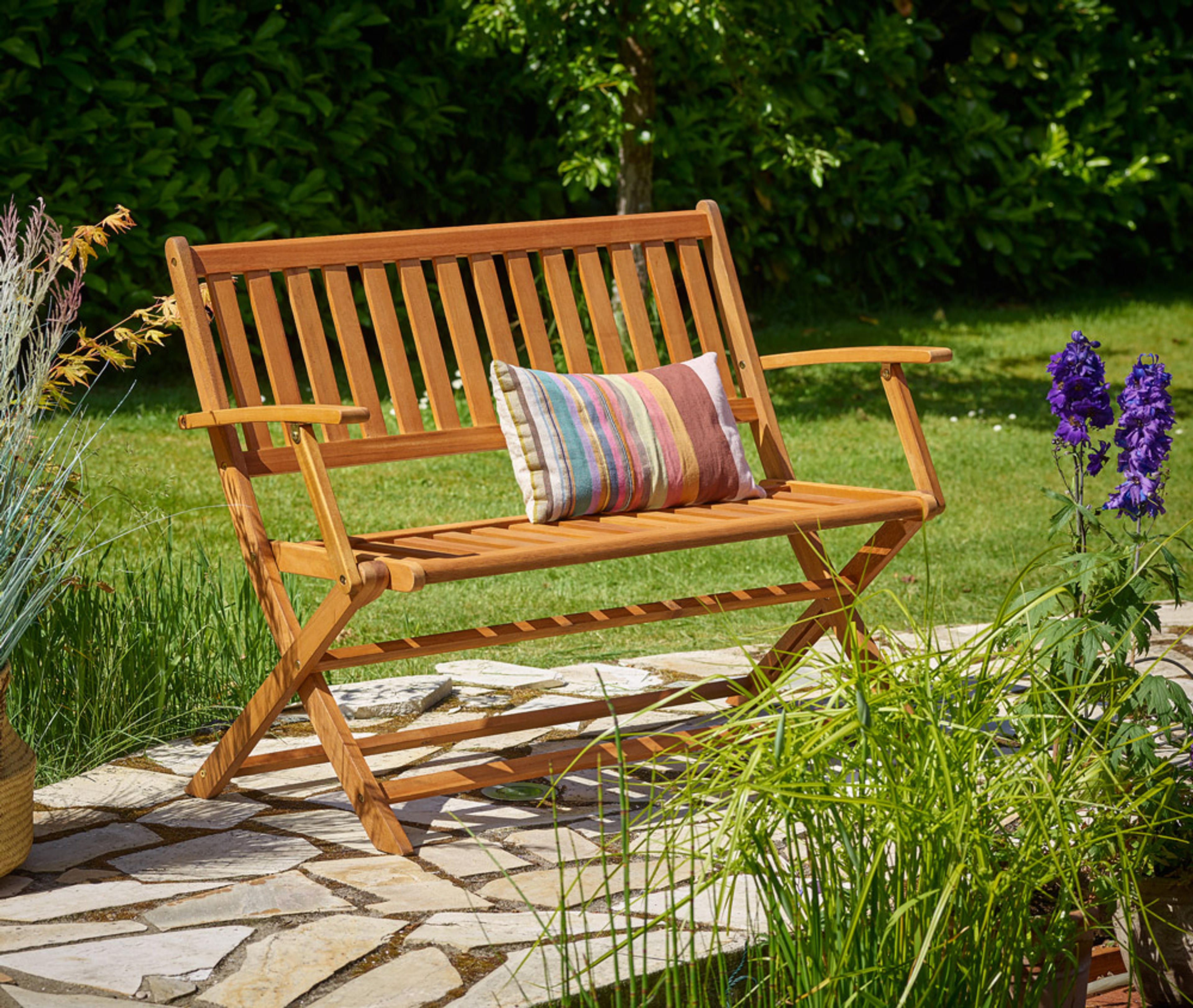 Banc de jardin pliable bois d'eucalyptus