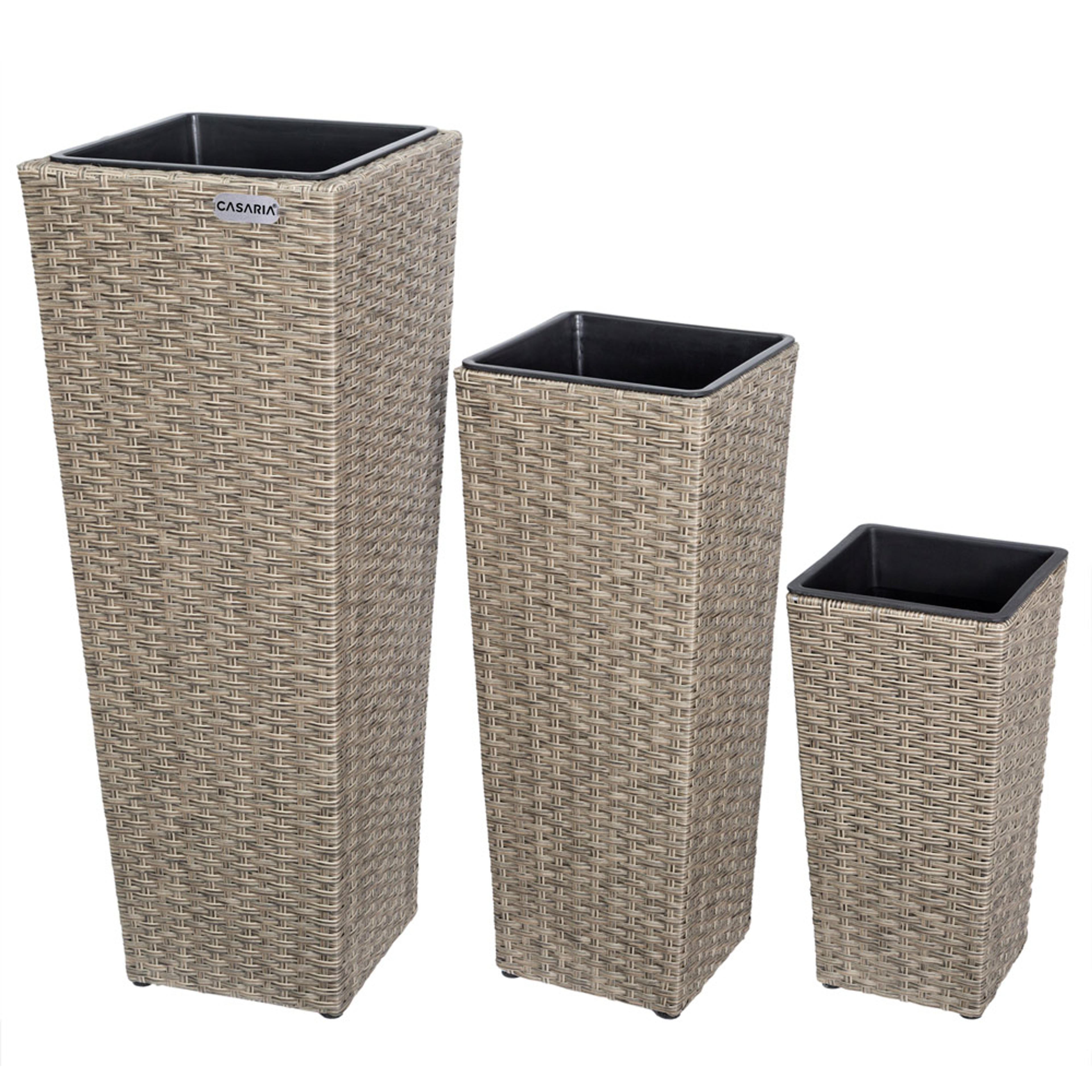 Set de 3 pots de fleurs crême résine tressée