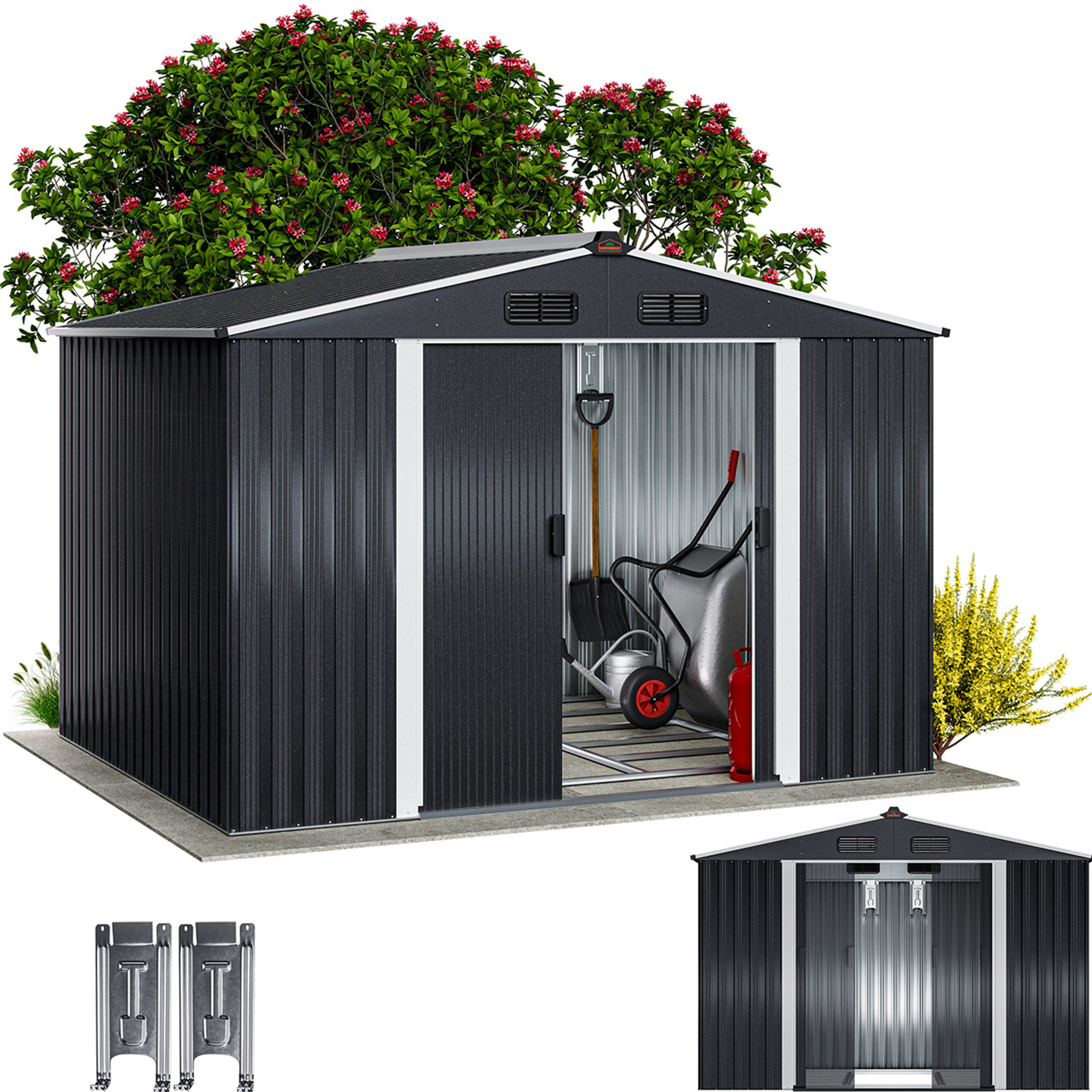 Abri à outils anthracite métallisé métal 260x205x180cm