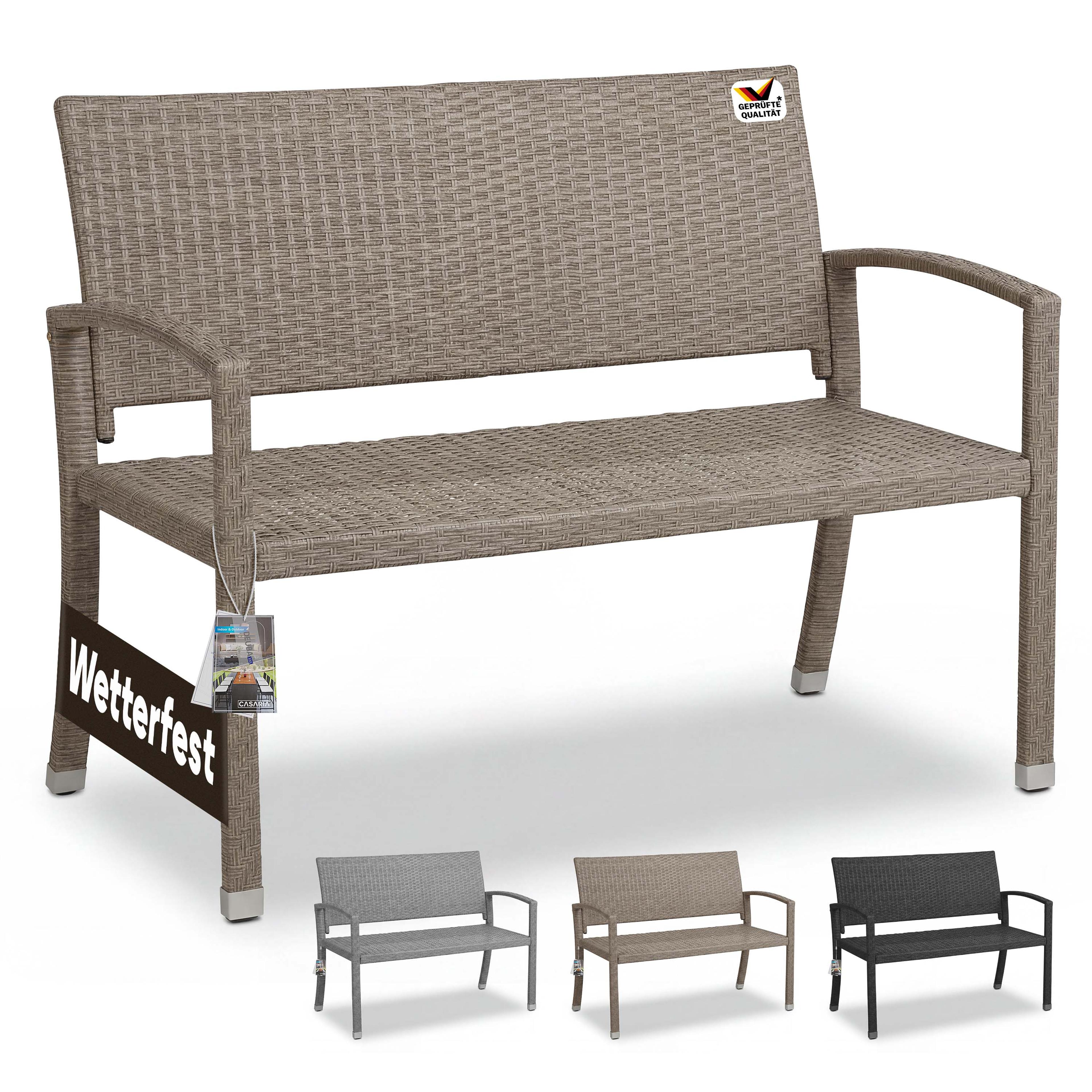 Banc de jardin 122 x 90 x 55 cm en résine tressée 2 places