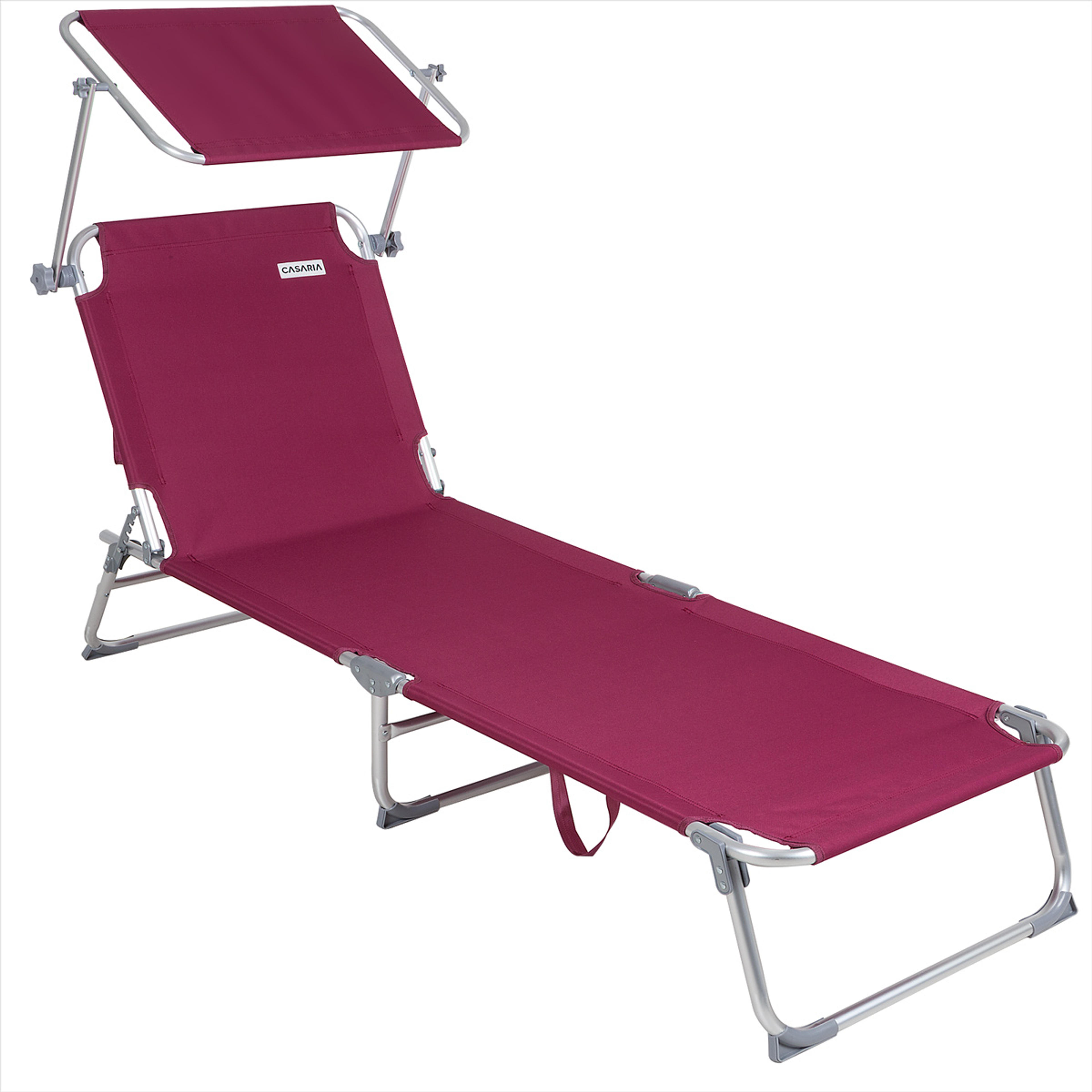 Transat de jardin Ibiza rouge en aluminium réglable