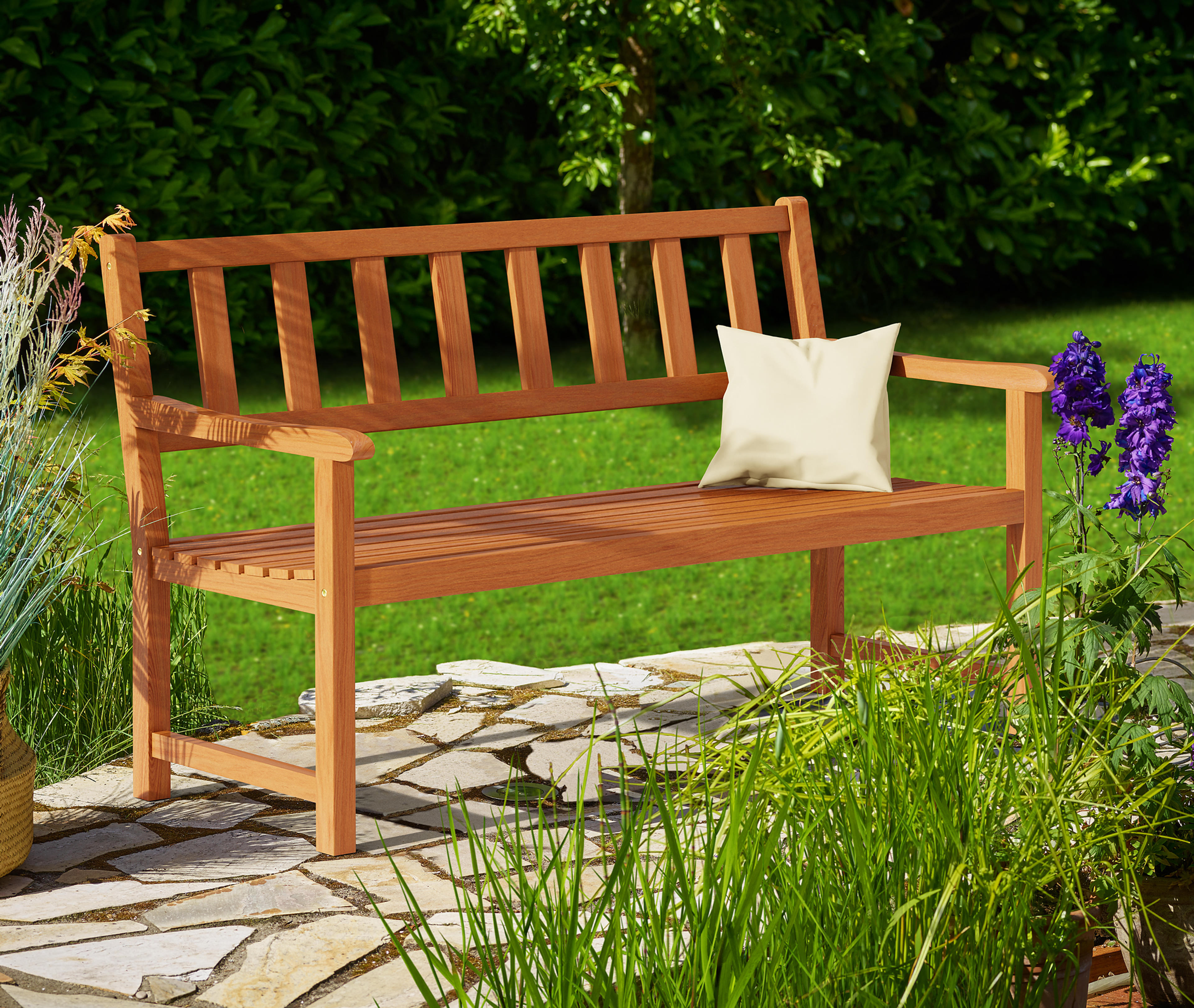 Banc de jardin Kensington en bois d'acacia 120x50x90cm