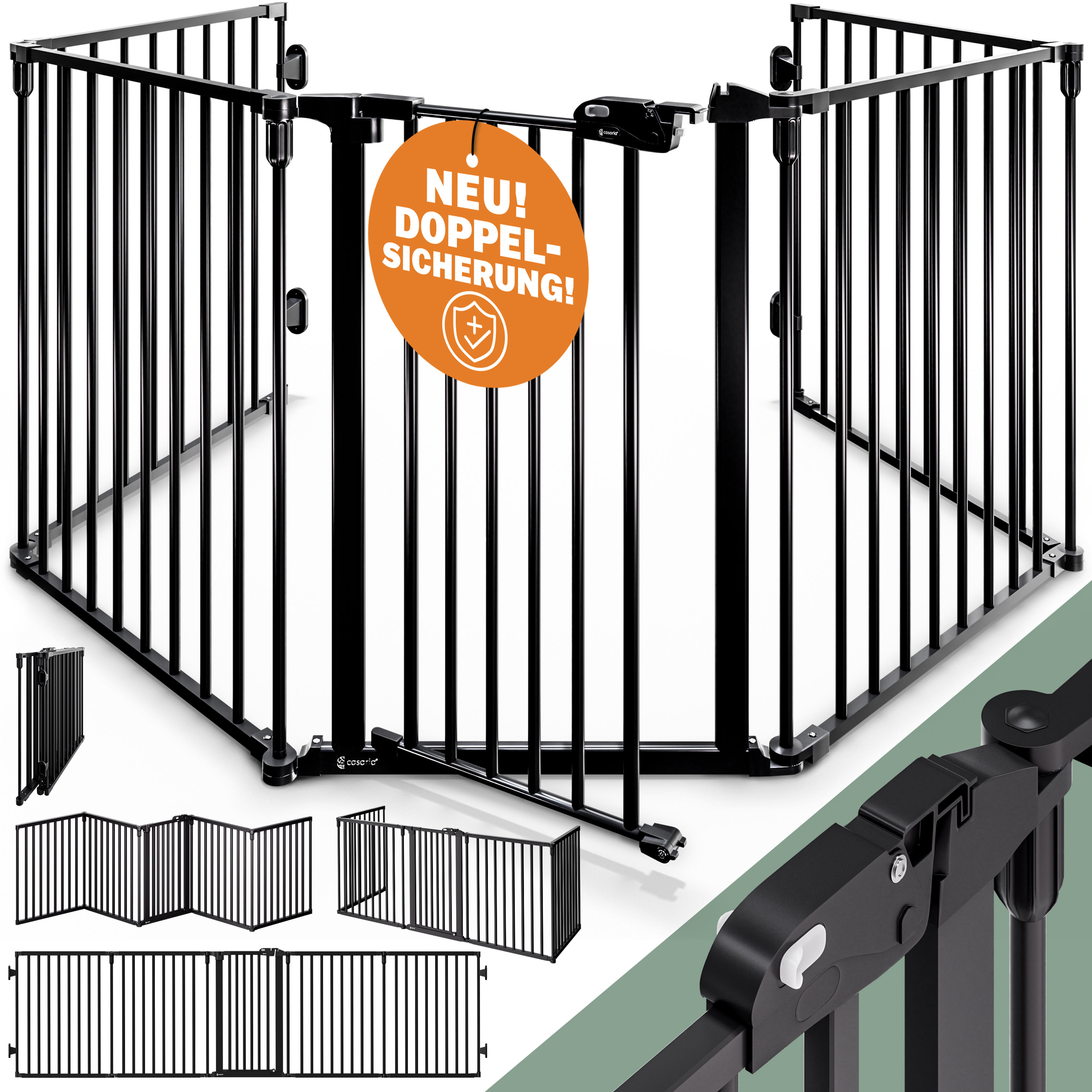 Grille protection de cheminée noire 306x77cm
