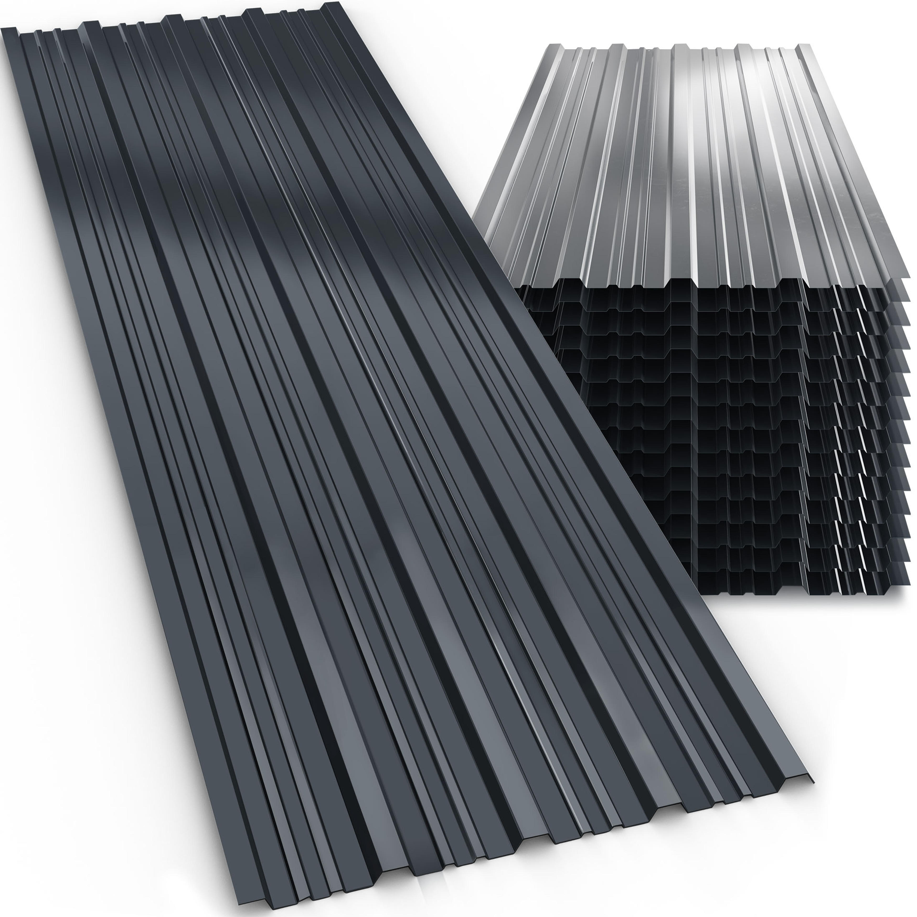 Jeu de 14 tôles trapézoïdales Gris 110x46cm 7m²