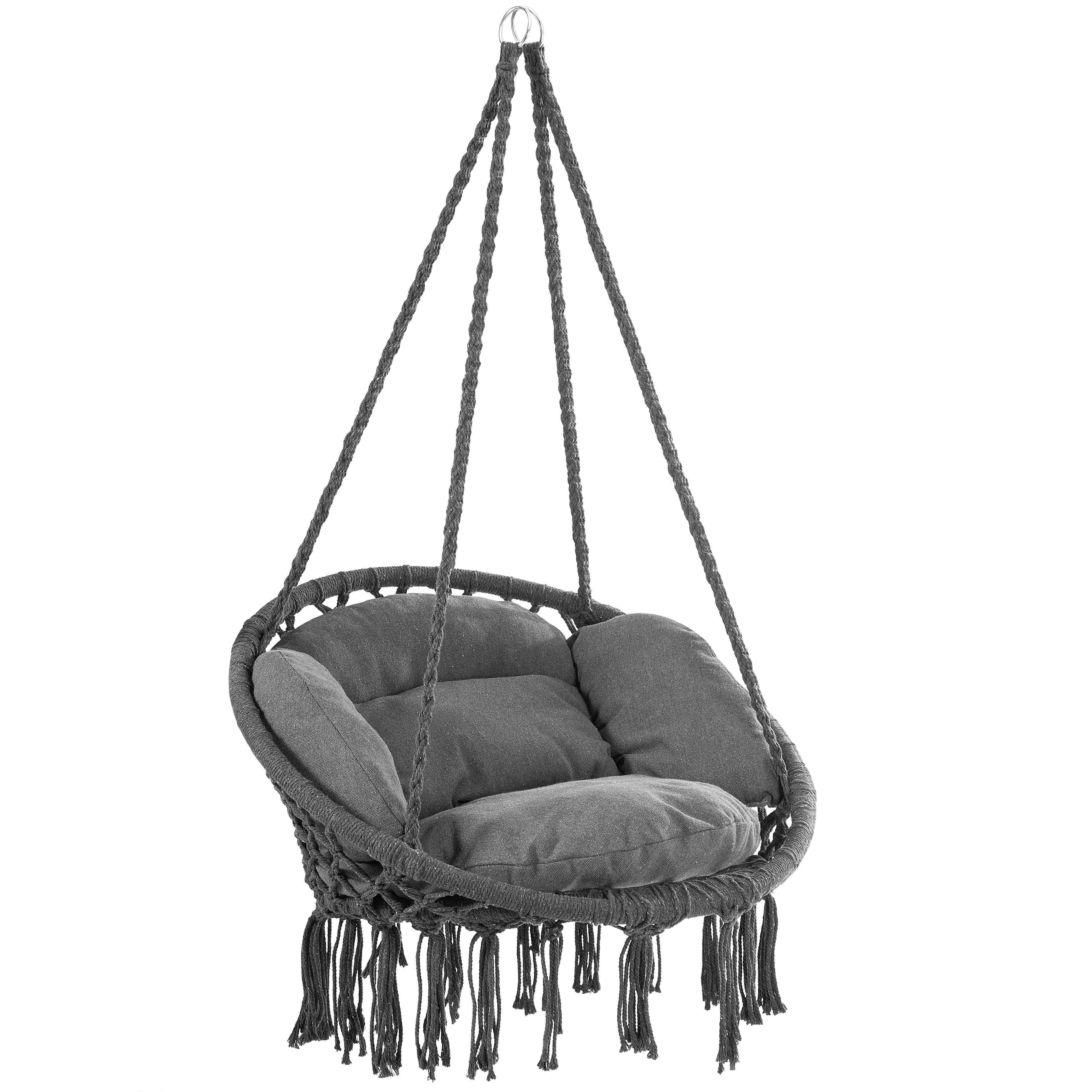 Fauteuil suspendu anthracite 80x60x140cm avec coussin